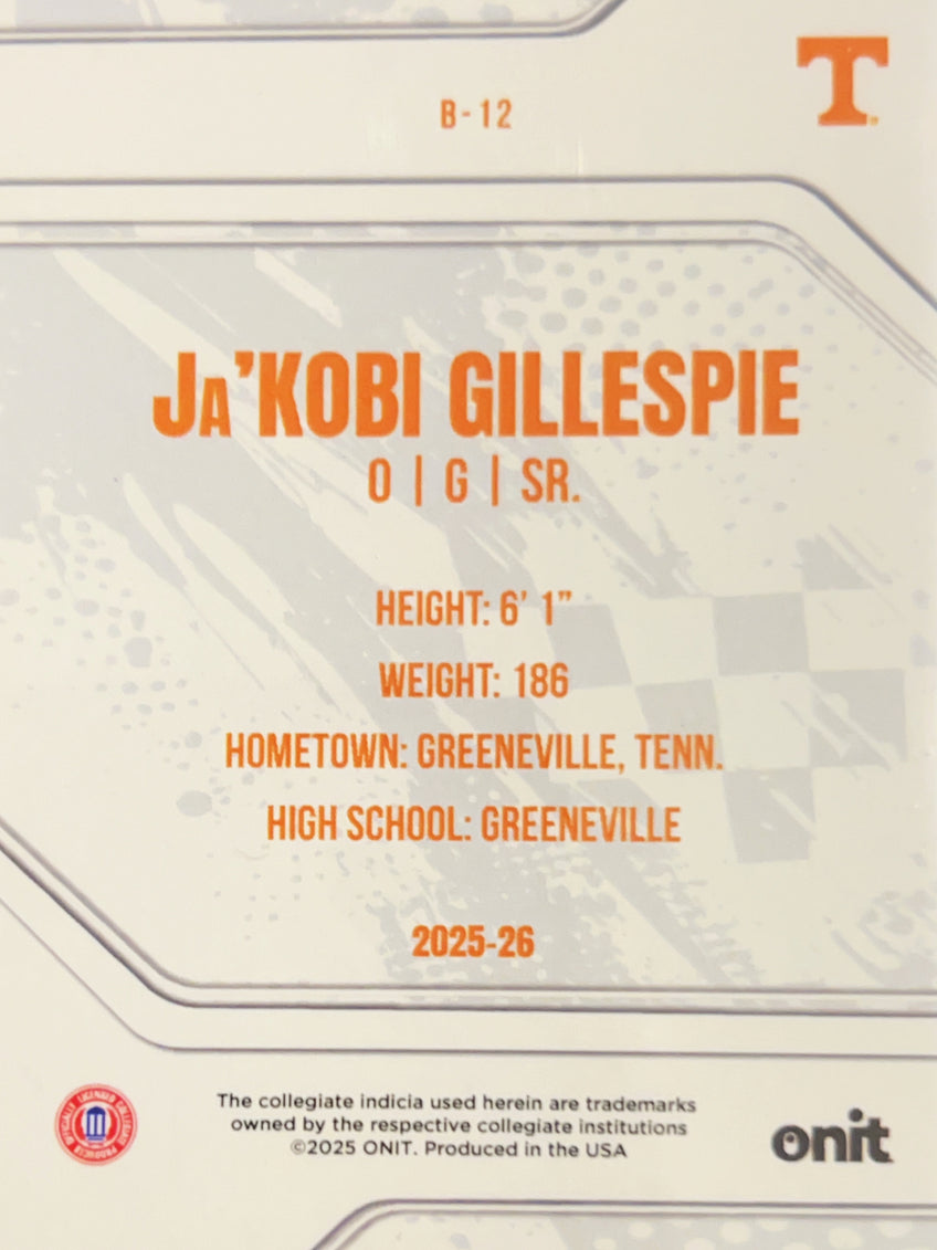 2025 ONIT Tennessee Basketball Ja'Kobi Gillespie #B-12
