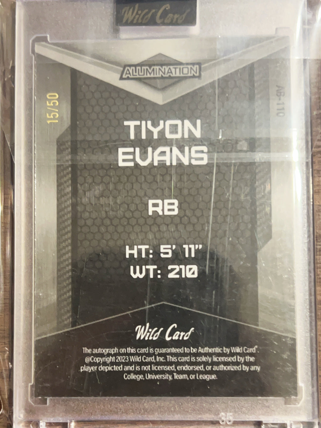2023 Wild Card Alumination Tiyon Evans #AB-110 Gold /50