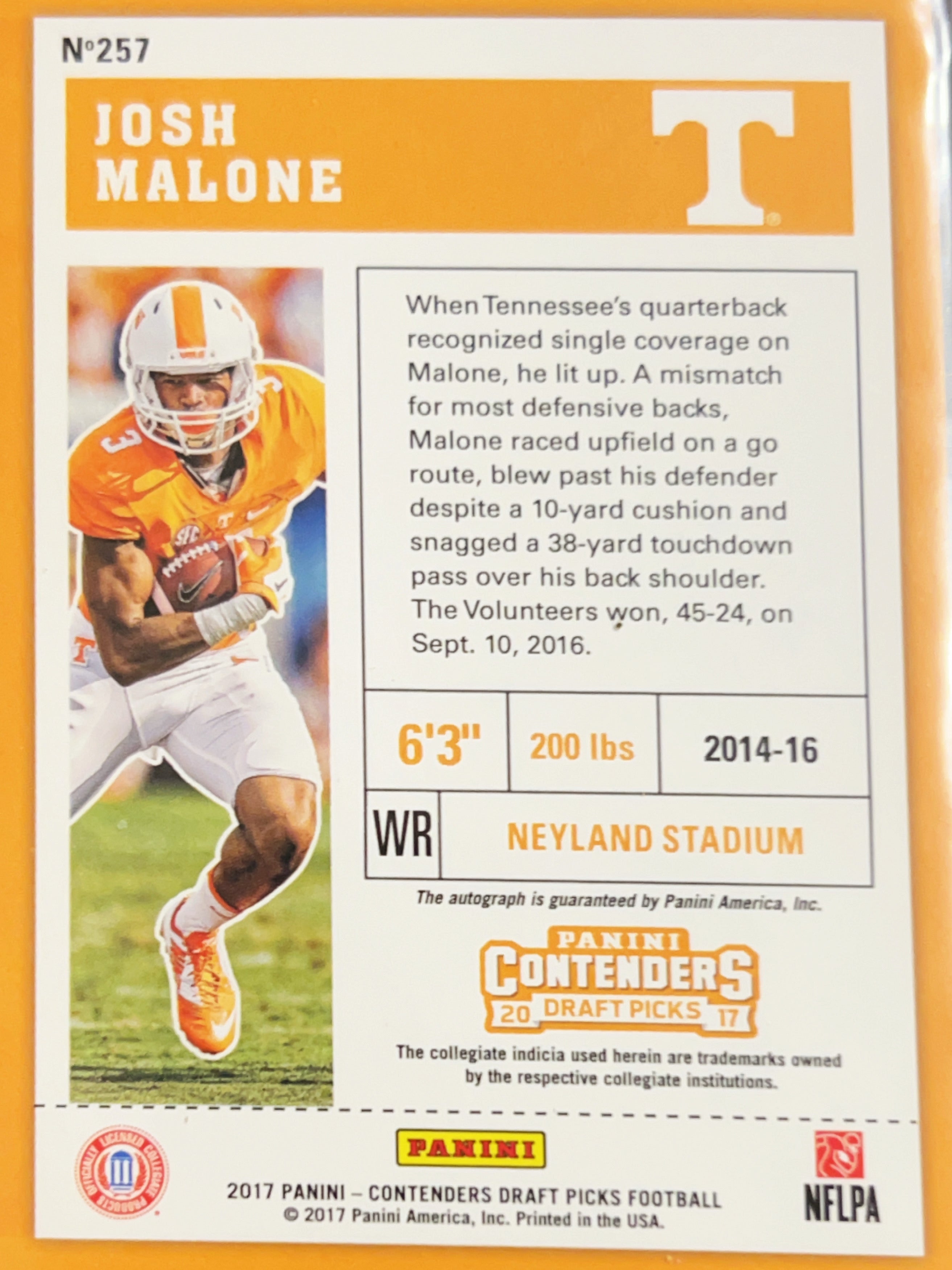 2014 Panini Contenders Draft Picks Josh Malone #257 RC
