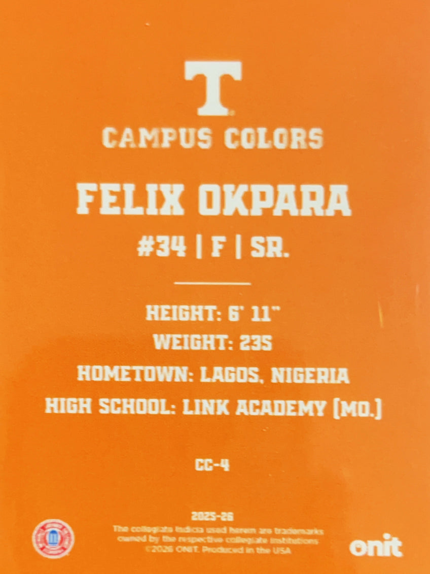 2025 Onit Campus Colors Felix Okpara #CC-4 Orange Sparkle
