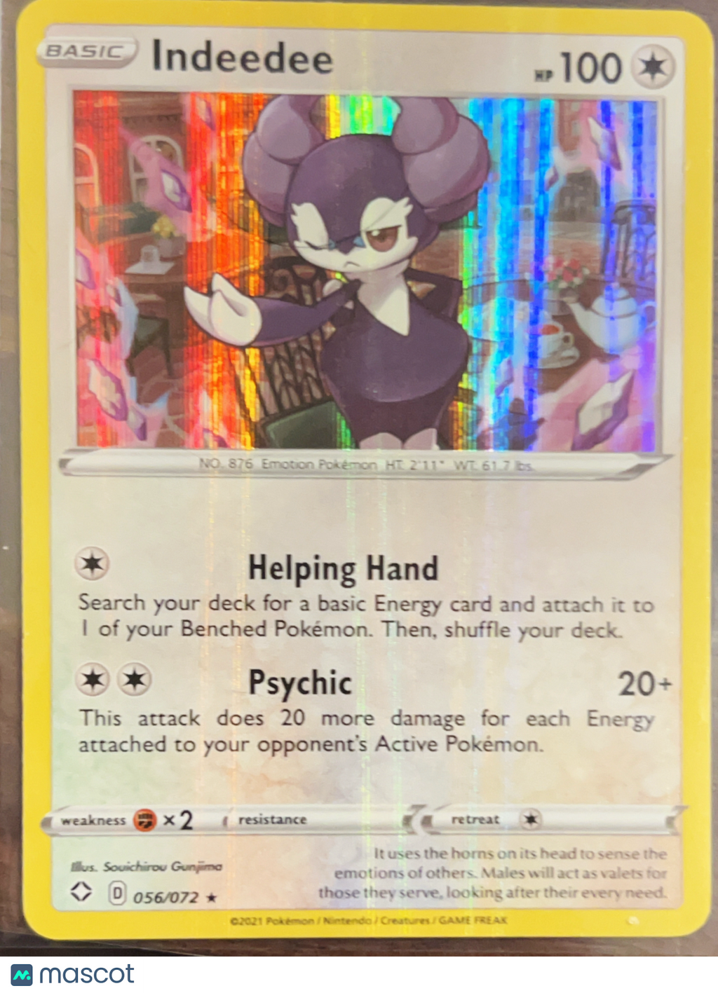 2021 Shining Fates Indeedee Holo Rare #56/72