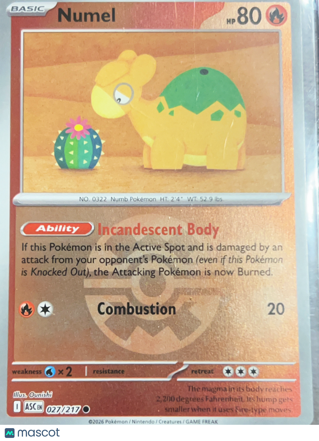 2026 Mega Evolution – Ascended Heroes Numel Reverse Holo Pokeball #27/217