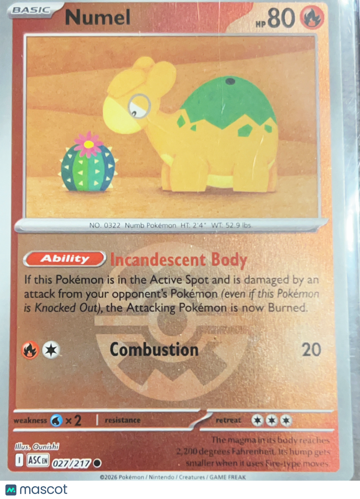 2026 Mega Evolution – Ascended Heroes Numel Reverse Holo Pokeball #27/217