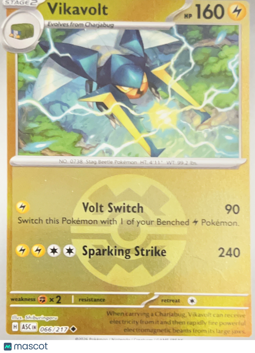 2026  – Ascended Heroes Vikavolt Reverse Holo Uncommon Masterball #66/217