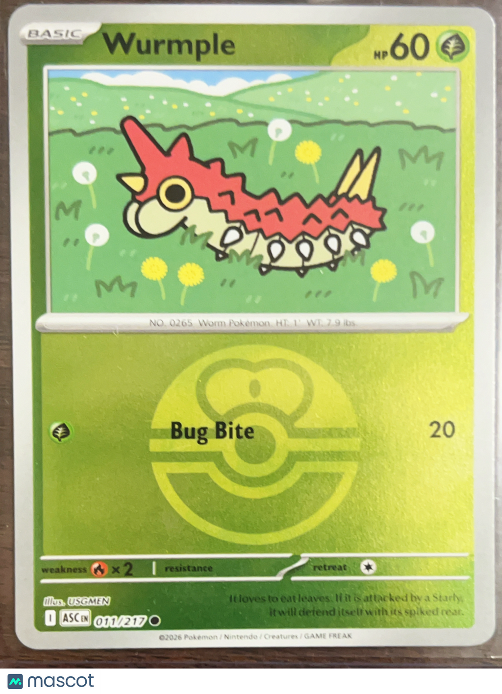 2026 Mega Evolution – Ascended Heroes Wurmple Reverse Holo Master Ball #11/217