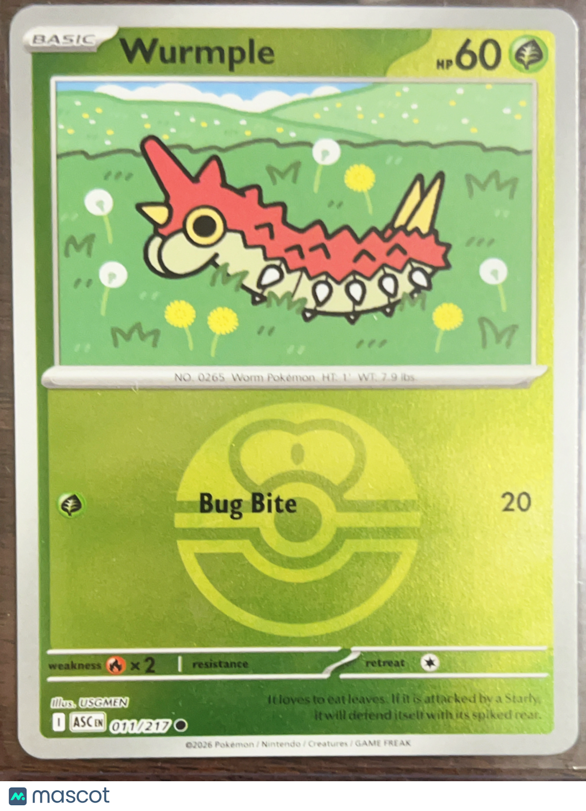 2026 Mega Evolution – Ascended Heroes Wurmple Reverse Holo Master Ball #11/217