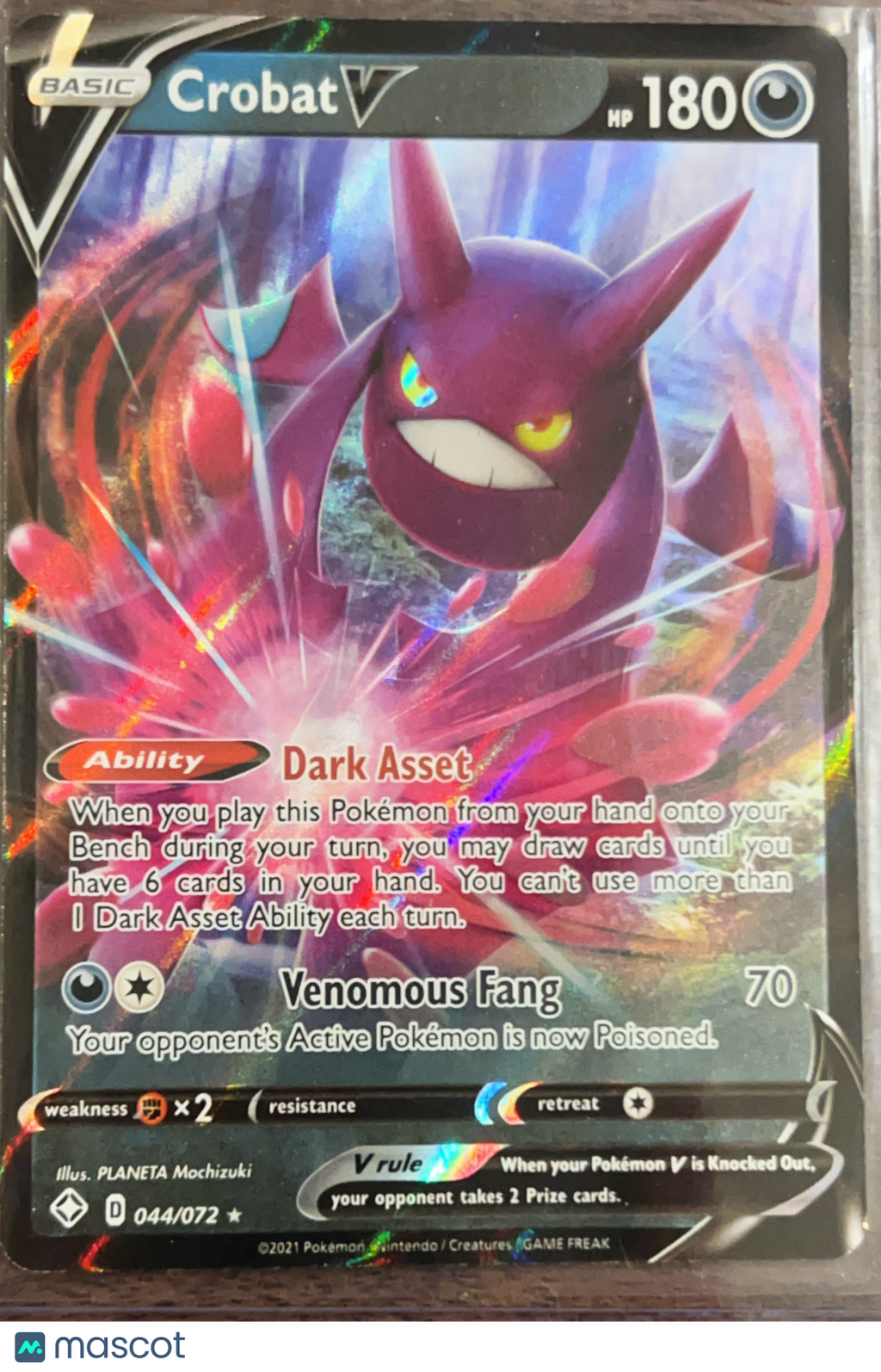 2021 Shining Fates Crobat V Holo Rare FA #44/72