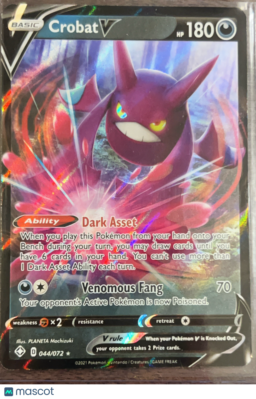 2021 Shining Fates Crobat V Holo Rare FA #44/72