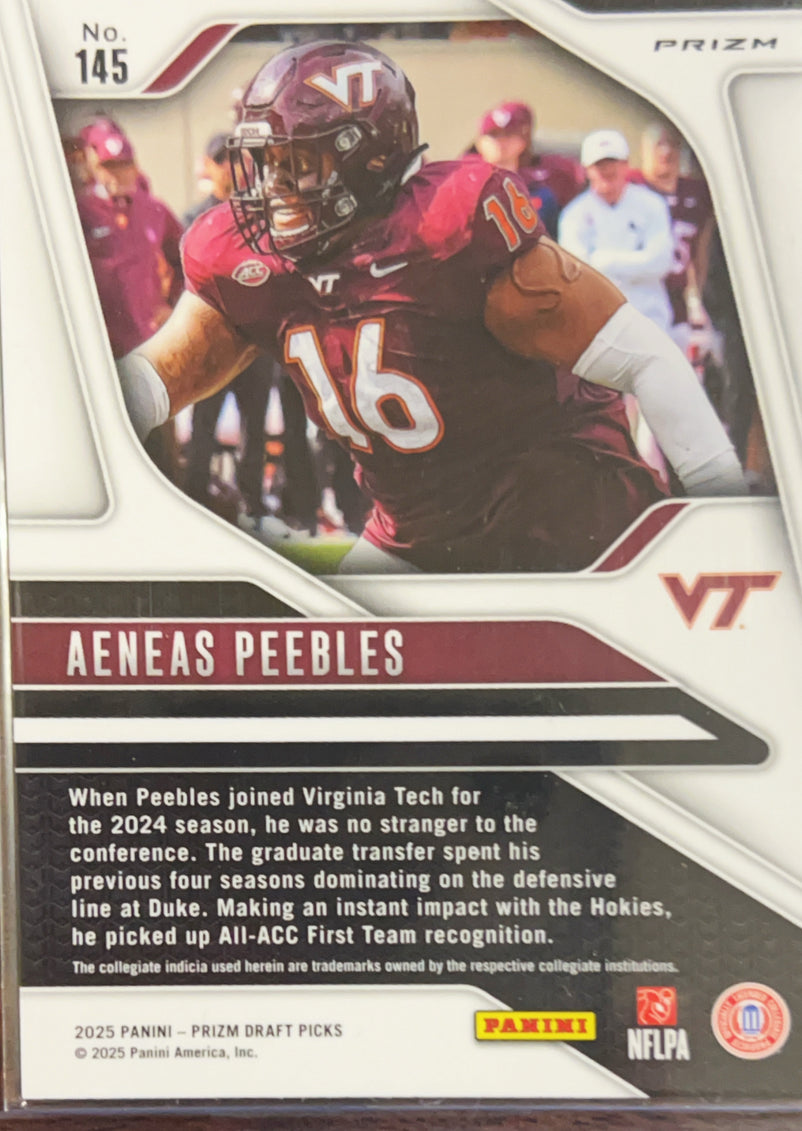 2025 Panini Prizm Draft Picks Aeneas Peebles #145 Pink Pulsar RC