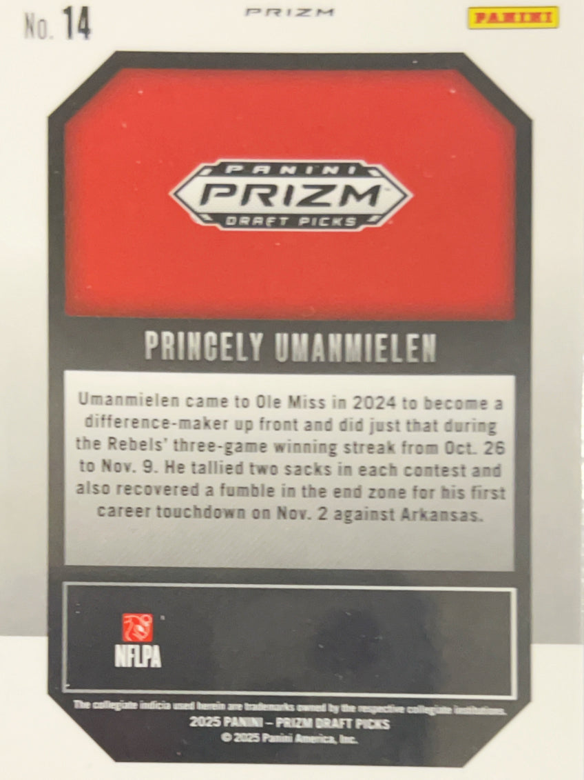 2025 Panini Prizm Draft Picks New Recruits Princely Umanmielen #14 Green