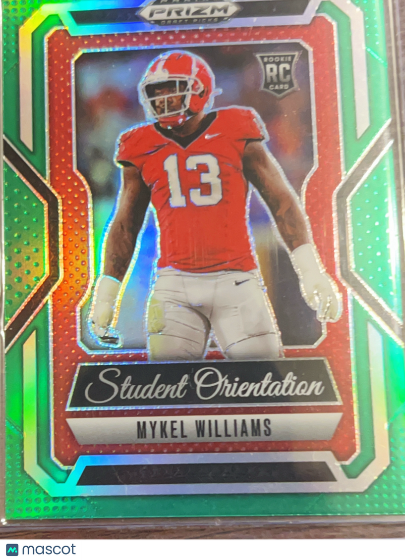 2025 Panini Prizm Draft Picks Student Orientation Mykel Williams #24 Green RC