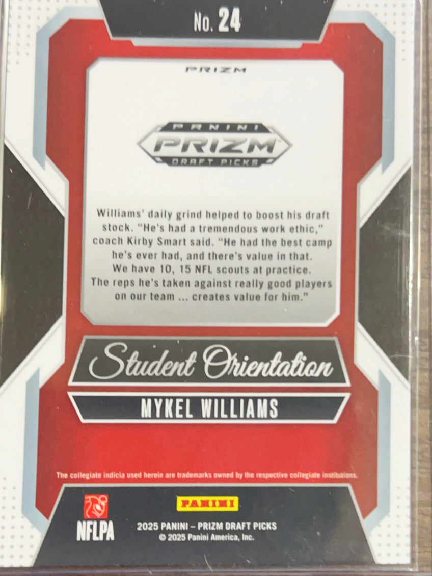 2025 Panini Prizm Draft Picks Student Orientation Mykel Williams #24 Green RC