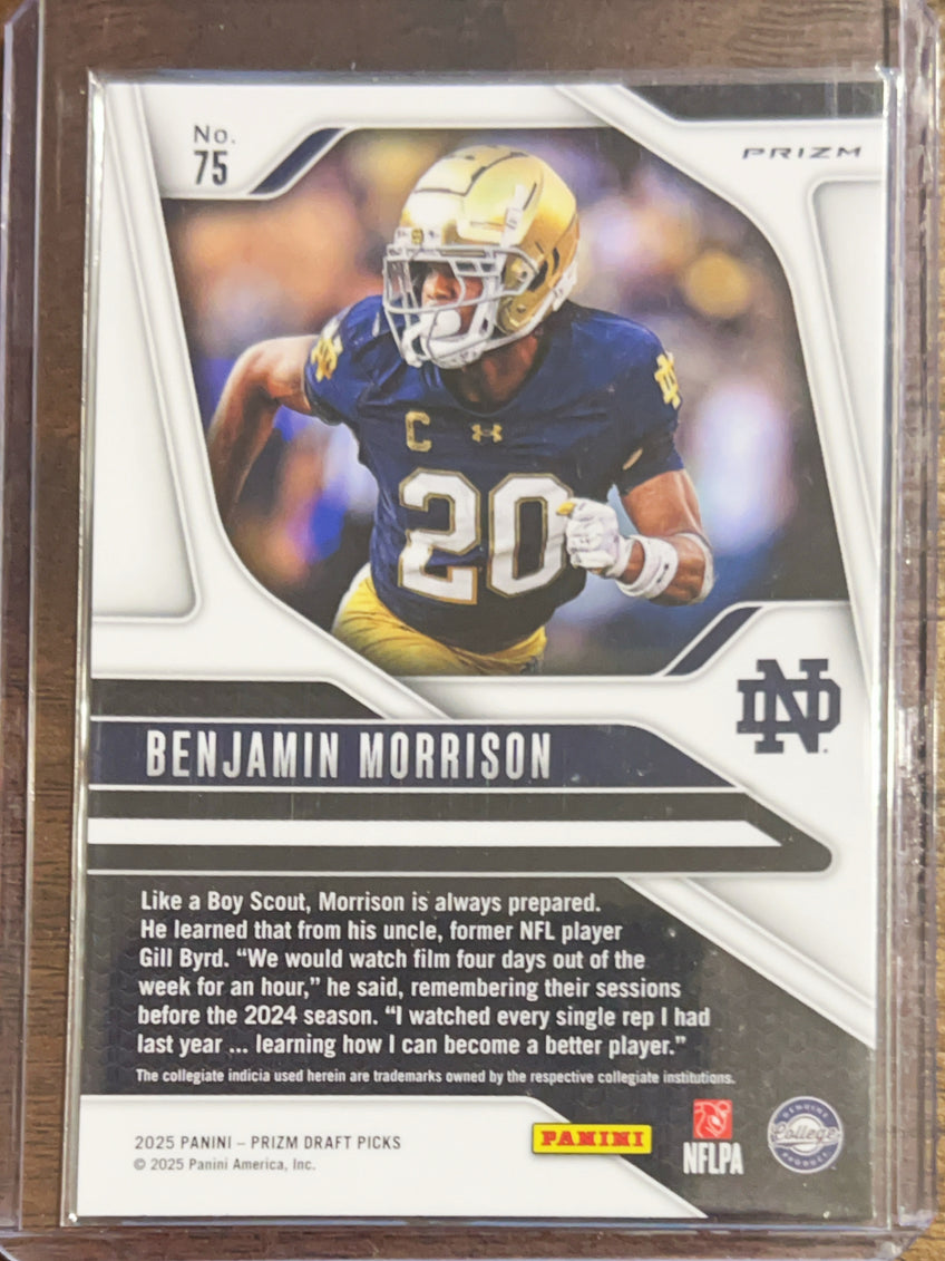 2025 Panini Prizm Draft Picks Benjamin Morrison #75 Green RC