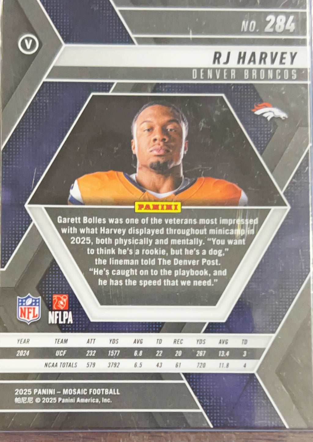 2025 Panini Mosaic RJ Harvey #284 RC