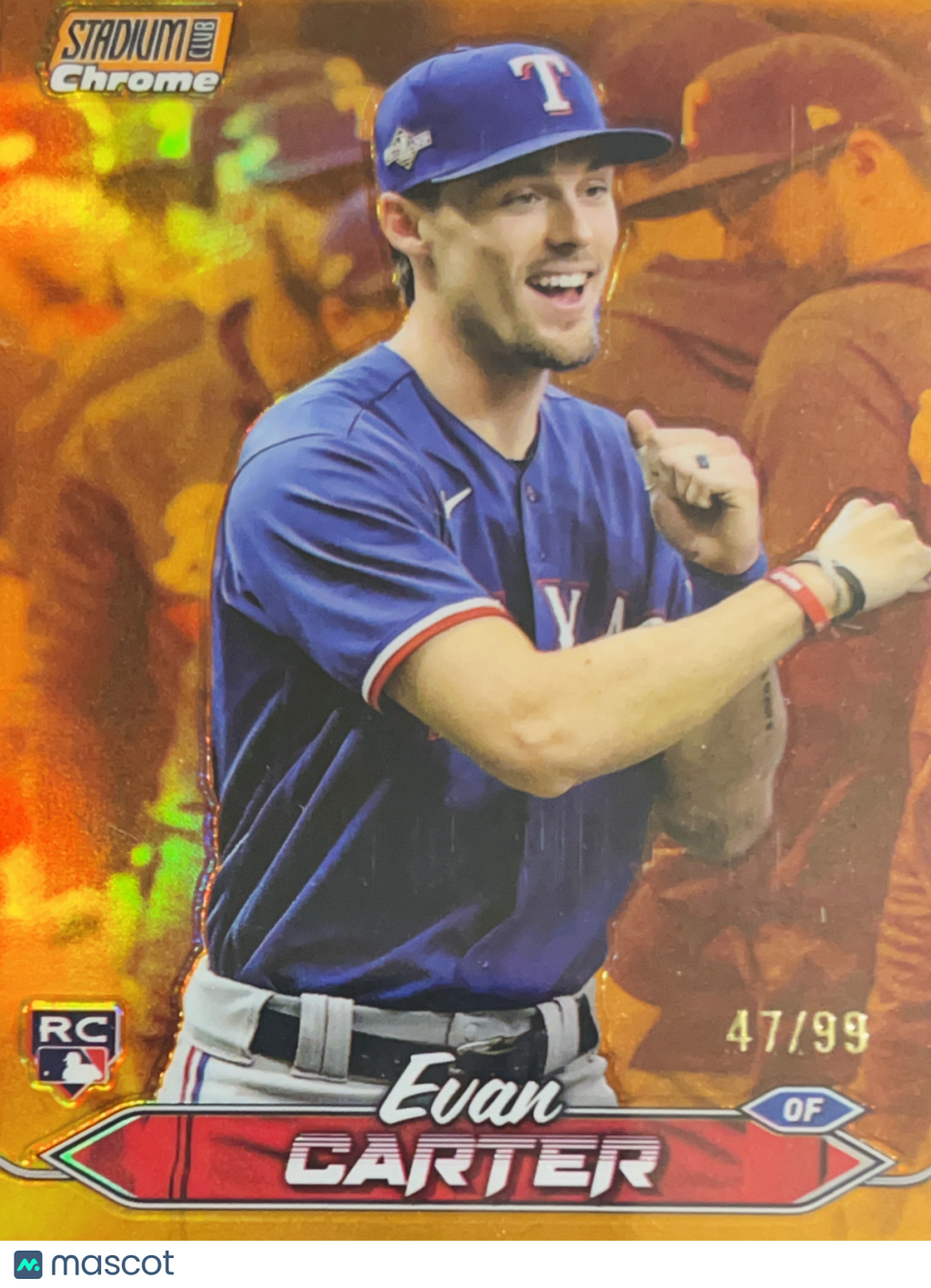 2024 Topps Stadium Club Chrome Evan Carter #208 Orange Refractor /99 RC