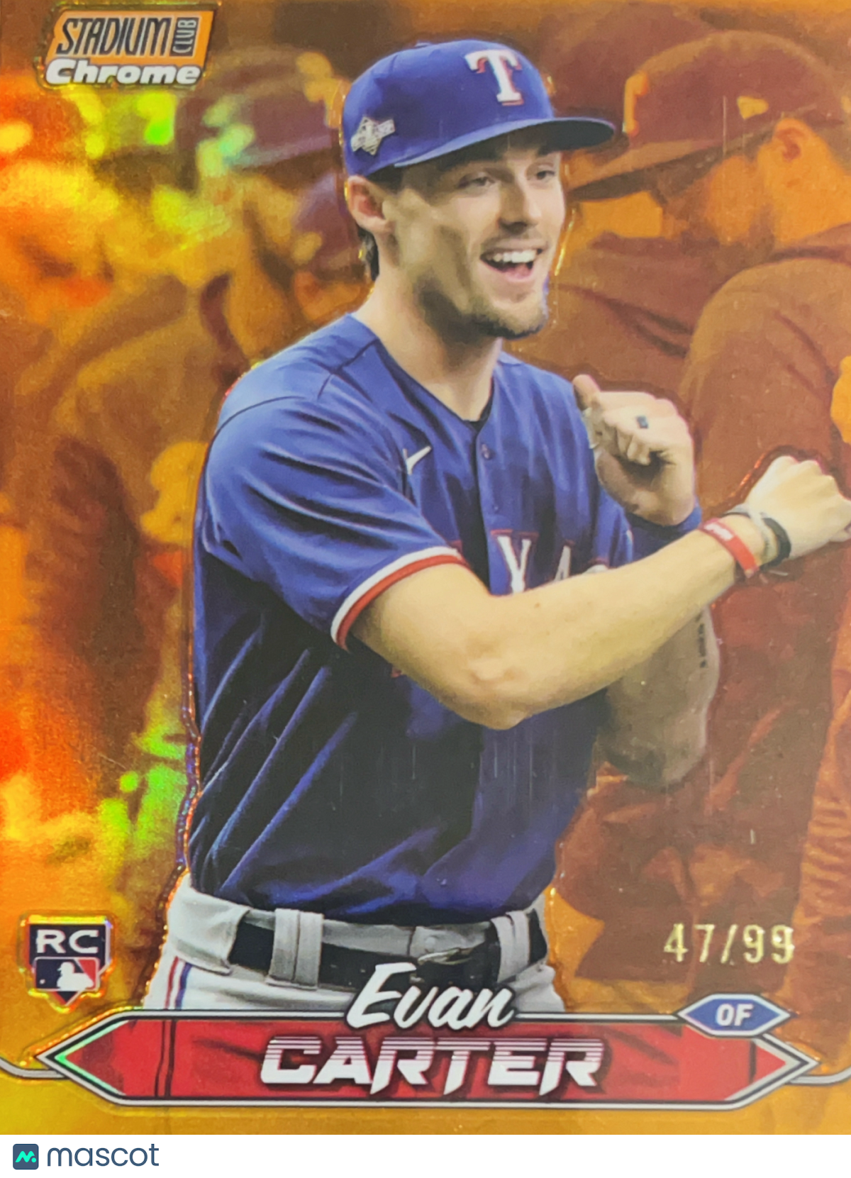 2024 Topps Stadium Club Chrome Evan Carter #208 Orange Refractor /99 RC