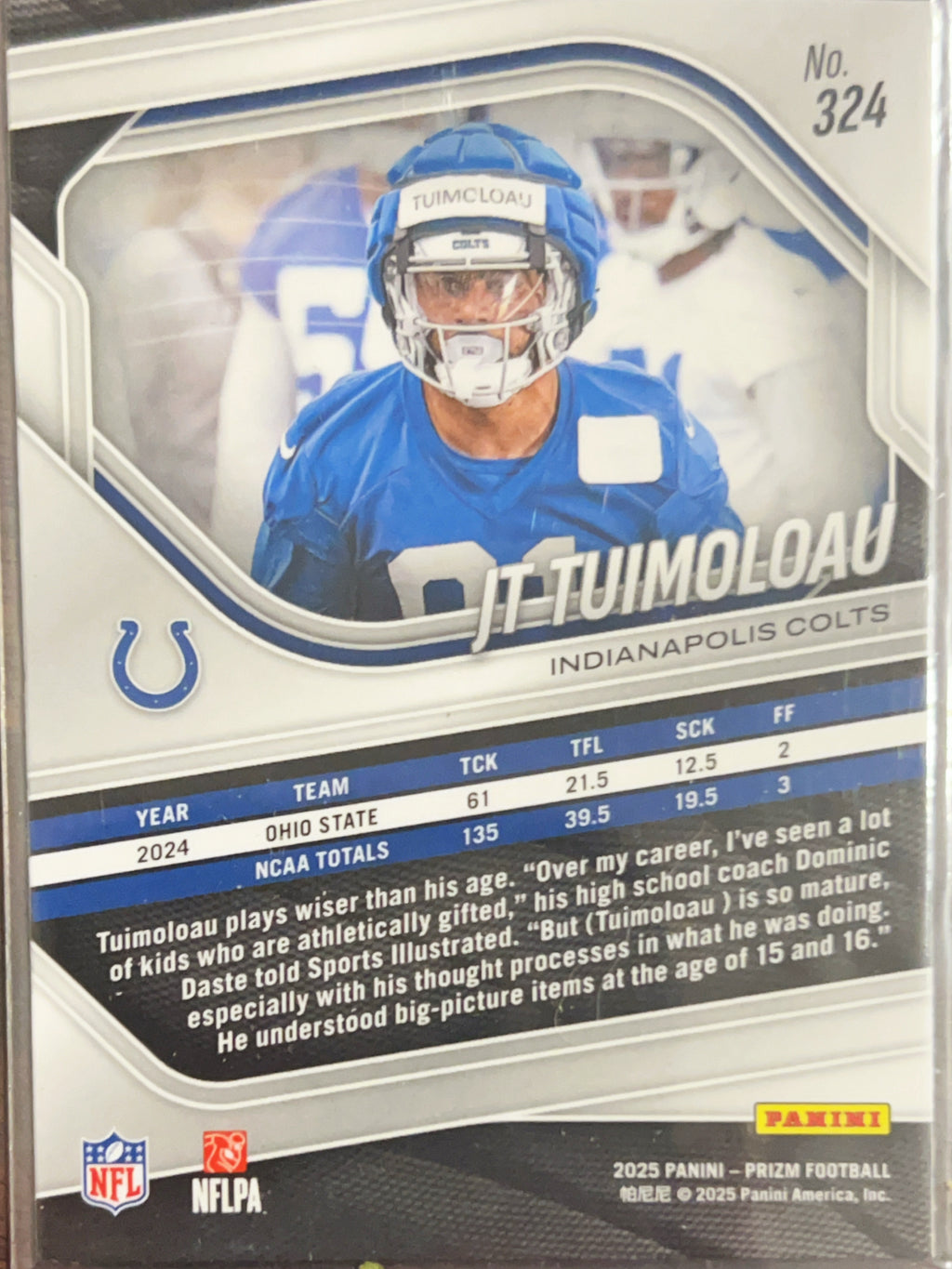 2025 Panini Prizm Football JT Tuimoloau #324 RC