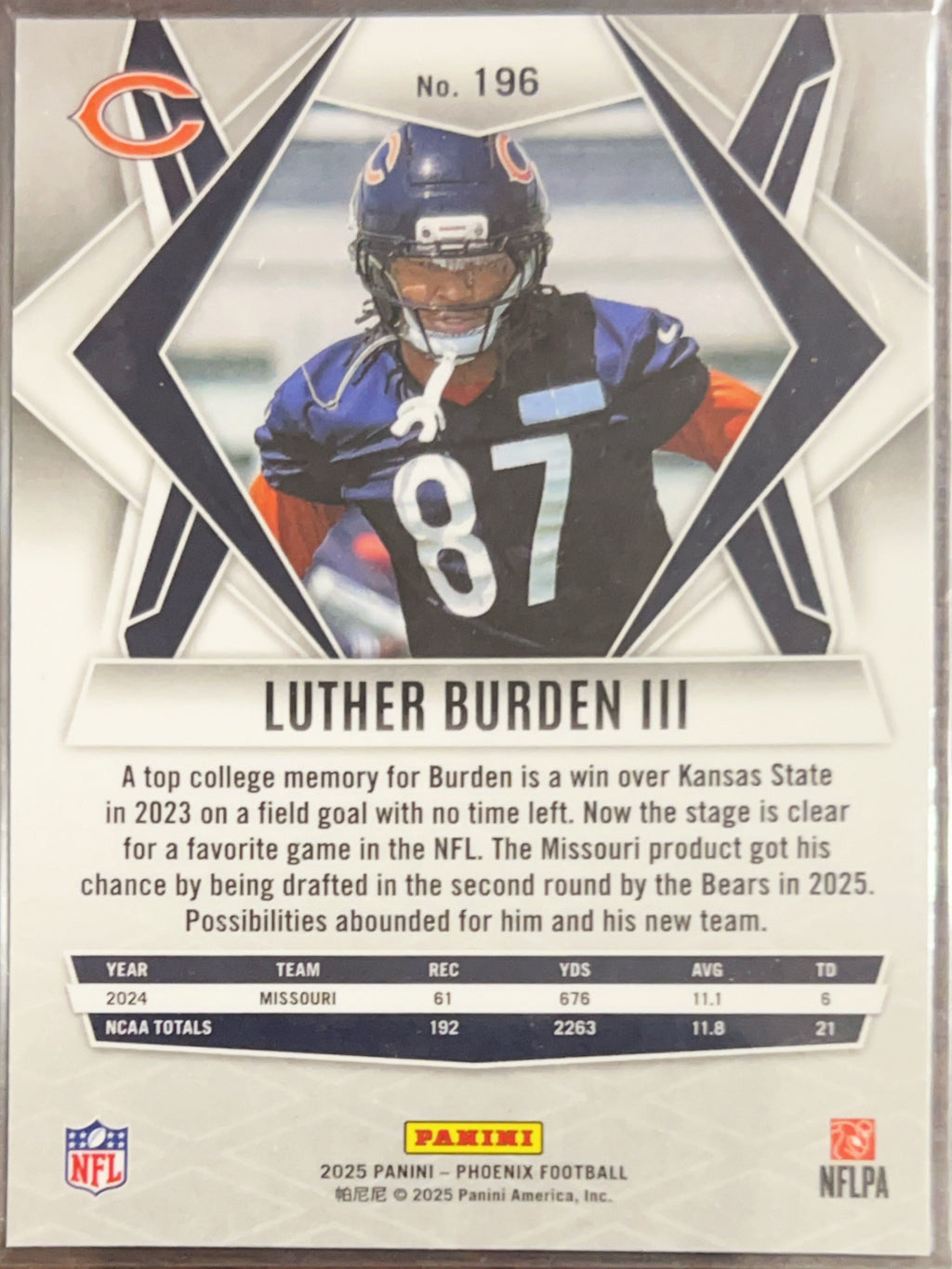 2025 Panini Phoenix Luther Burden III #196 RC