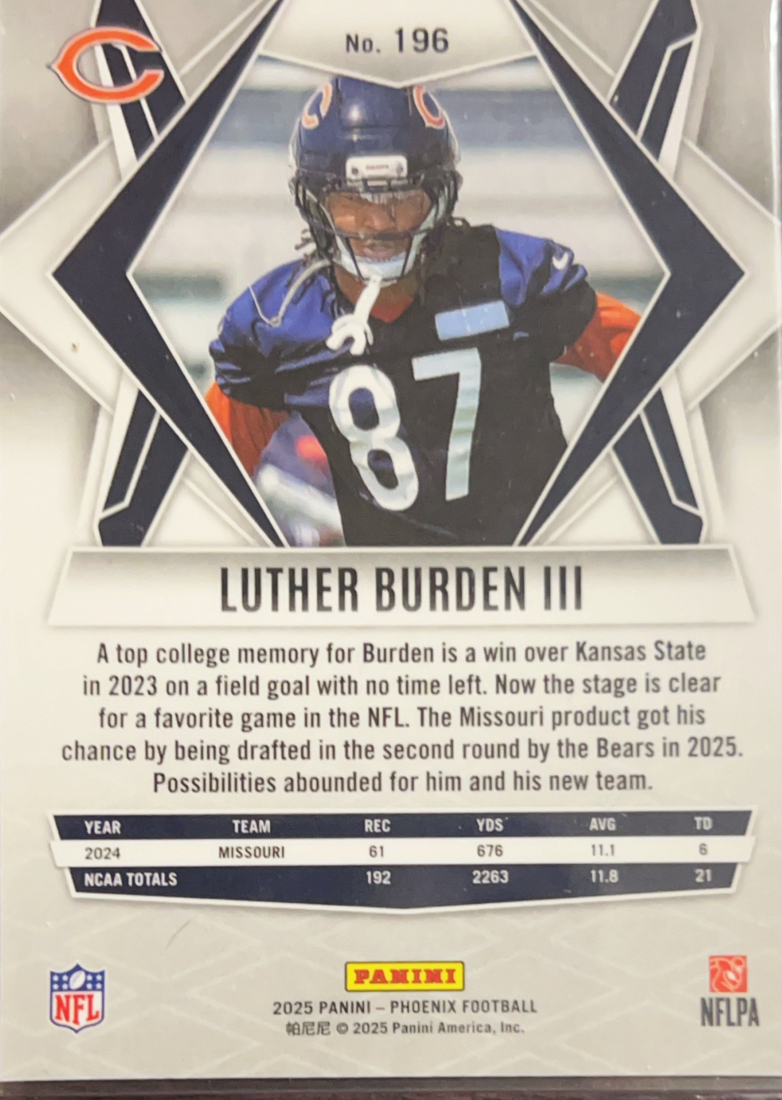 2025 Panini Phoenix Luther Burden III #196 RC