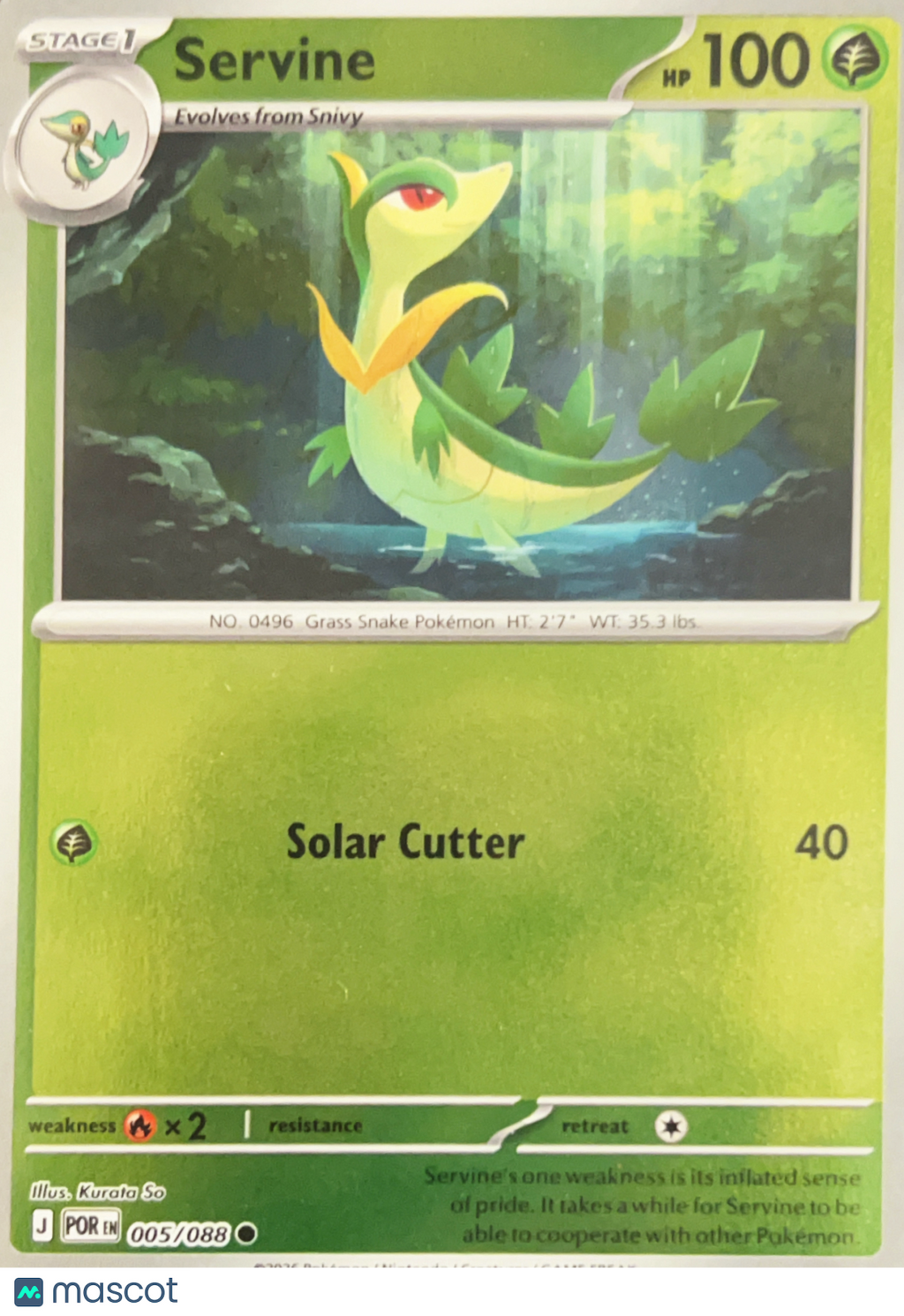 2023 Pokemon Perfect Order Servine Uncommon #5/88