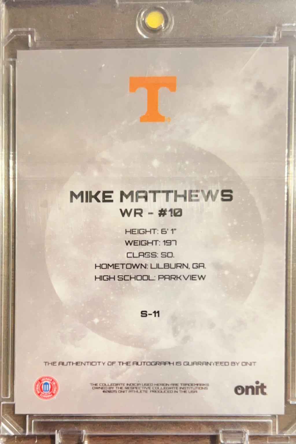 2025 ONIT Signature Series Mike Matthews #S-11 Holo /15 Auto