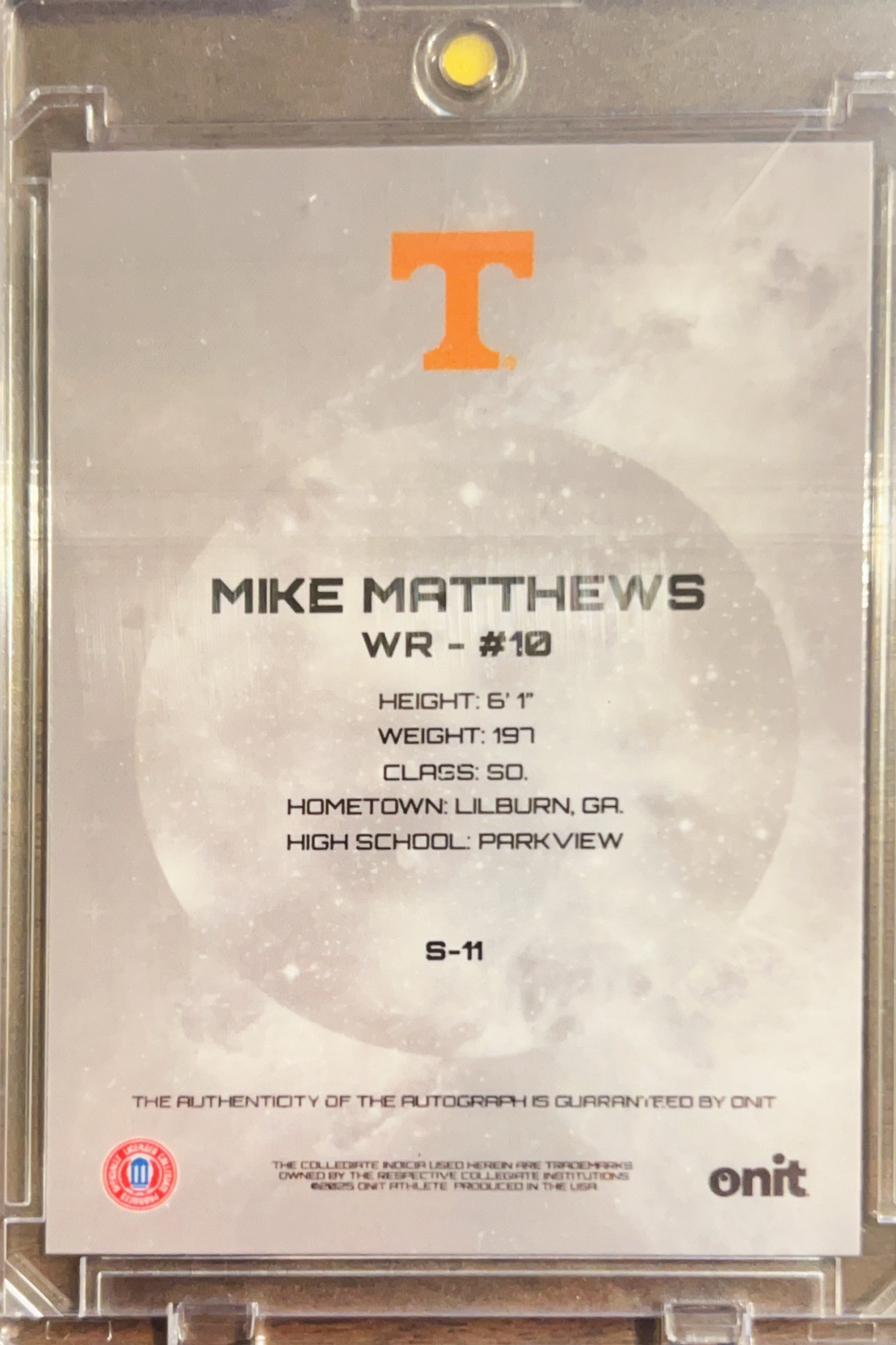 2025 ONIT Signature Series Mike Matthews #S-11 Holo /15 Auto