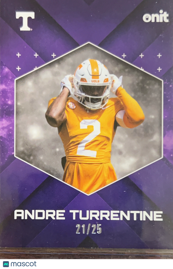2025 Onit Tennessee Football Andre Turrentine #B-1 Purple /25