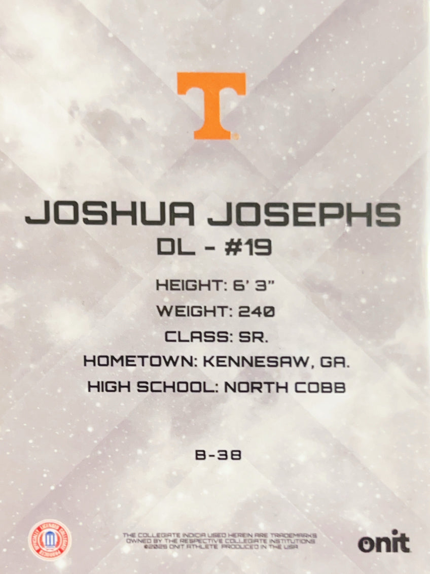 2025 Onit Tennessee Football Joshua Josephs #B-38 Purple /25