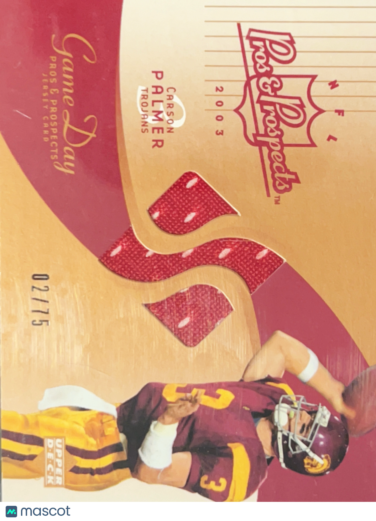 2003 Upper Deck Pros & Prospects Carson Palmer #JC-CP /75 Jersey Card