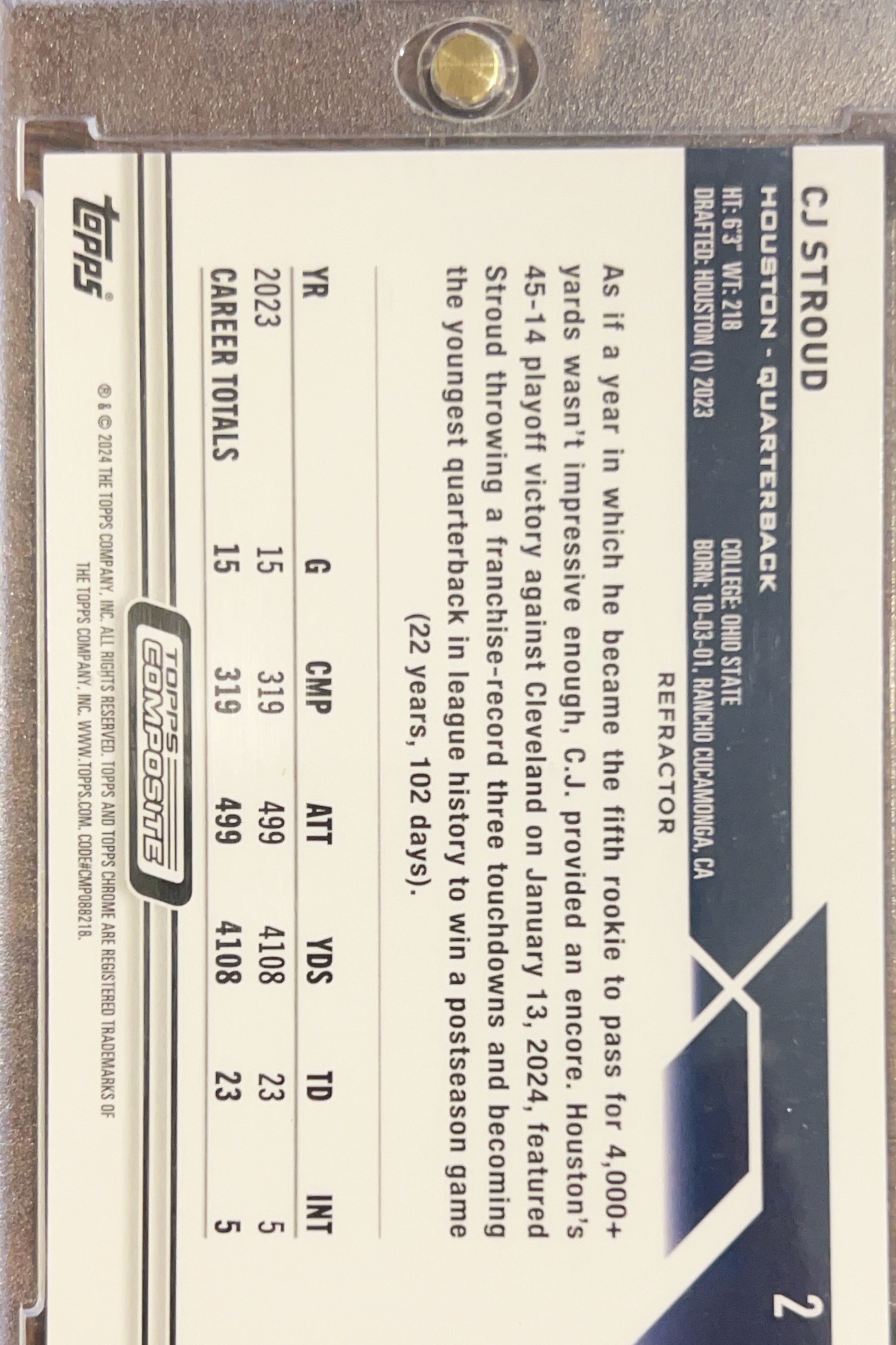2023 Topps Composite Topps Chrome C.J. Stroud #2 Refractor RC