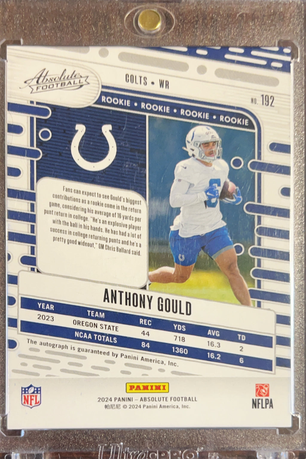 2024 Panini Absolute Football Anthony Gould #192 Blue Mosaic /50 RC