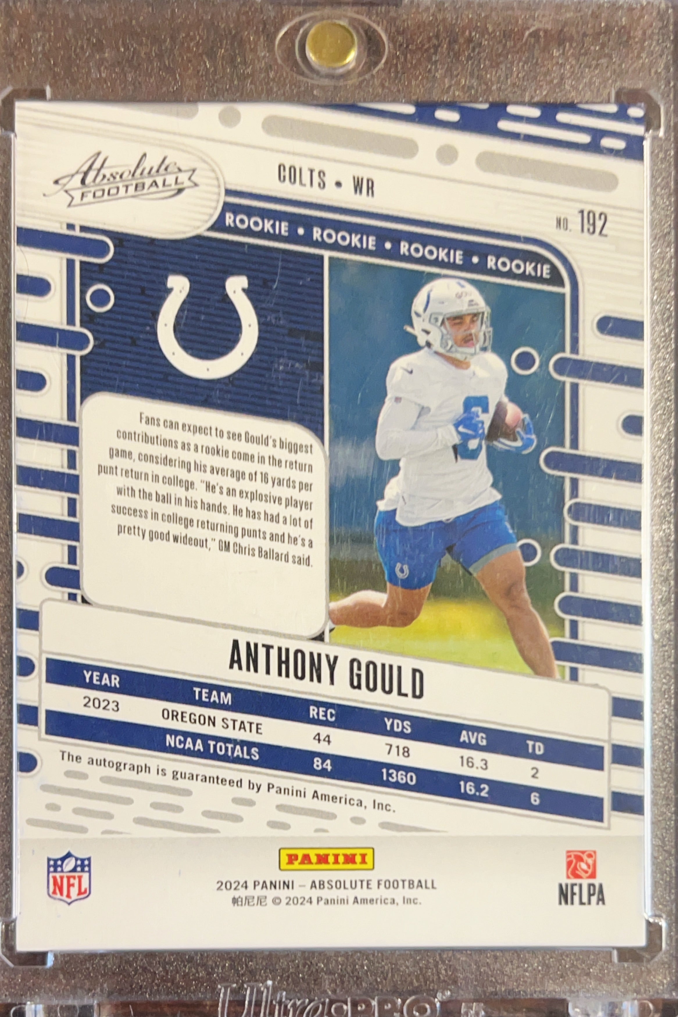 2024 Panini Absolute Football Anthony Gould #192 Blue Mosaic /50 RC