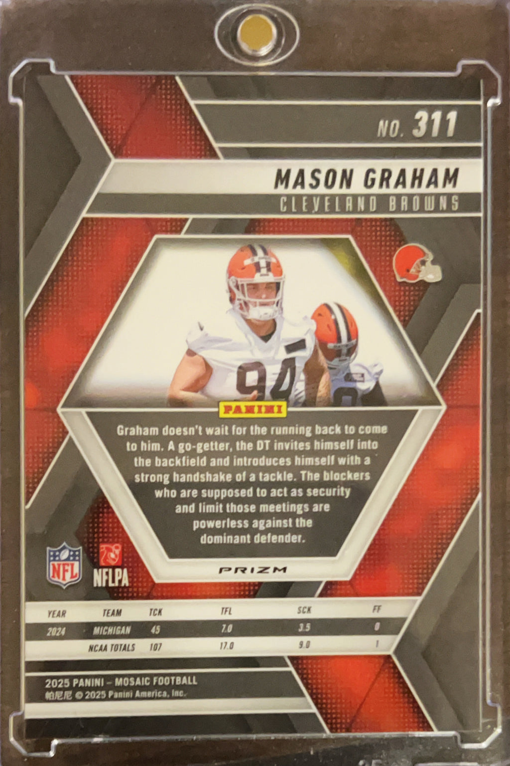2025 Panini Mosaic Mason Graham #311 Pink Swirl RC /