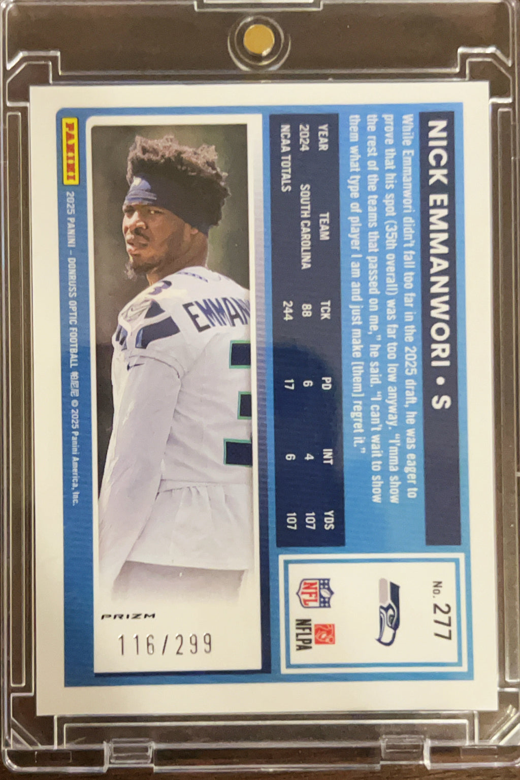 2025 Panini Donruss Optic Nick Emmanwori #277 Orange /299