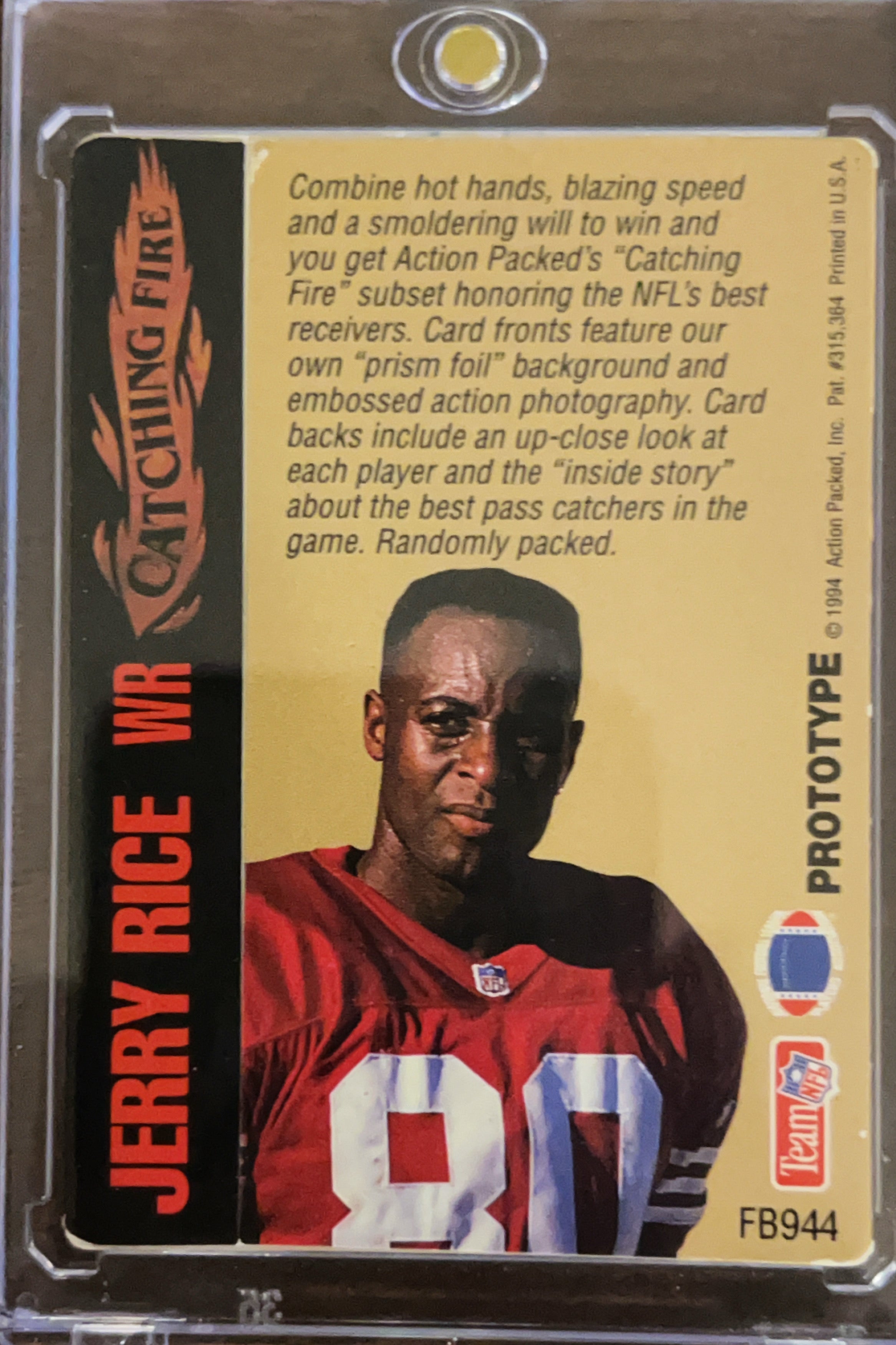 1994 Action Packed Catching Fire Jerry Rice #FB944 Prototype