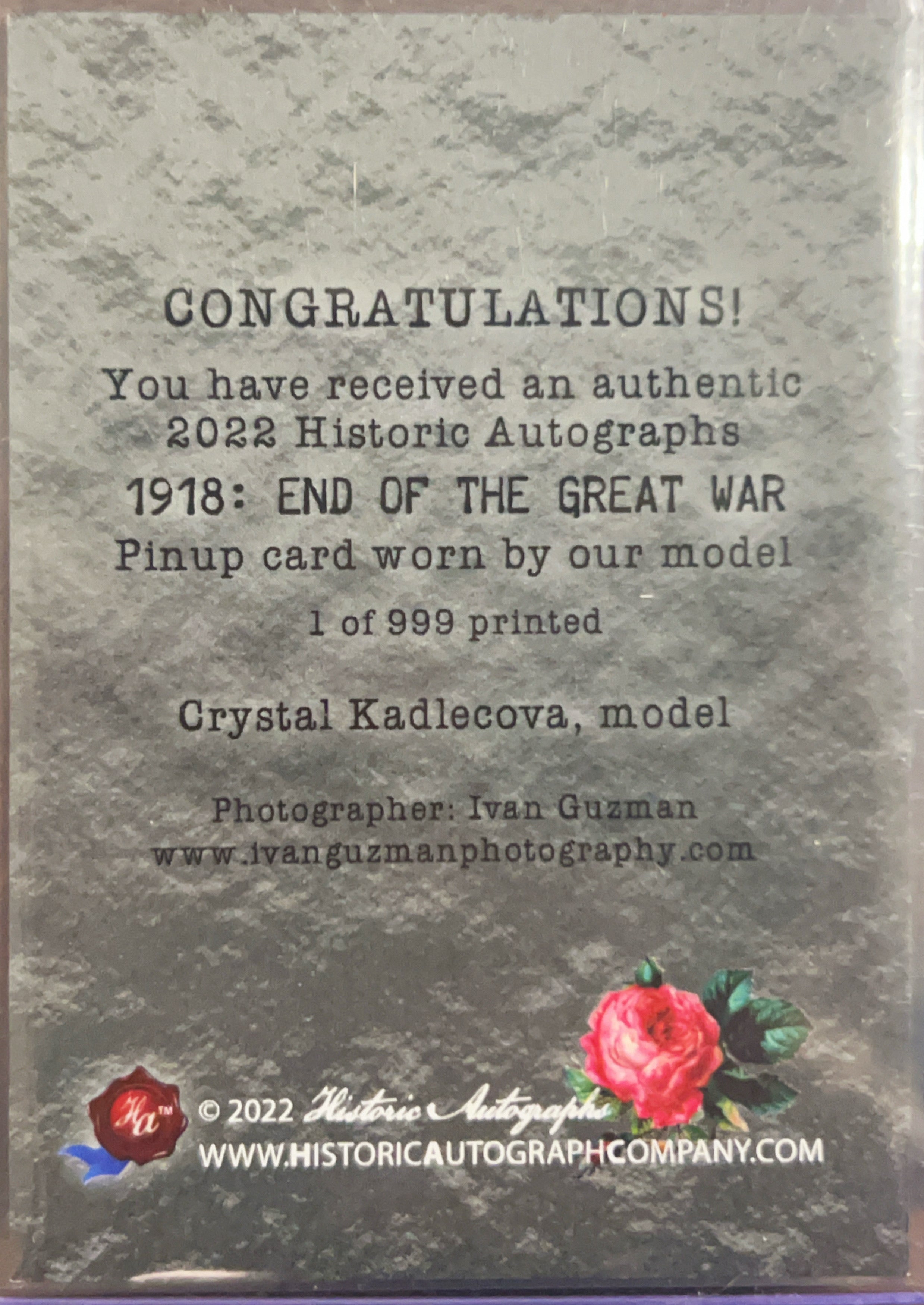 2022 Historic Autographs 1918: End of the Great Wa Ivan Guzman Crystal Kadlecova