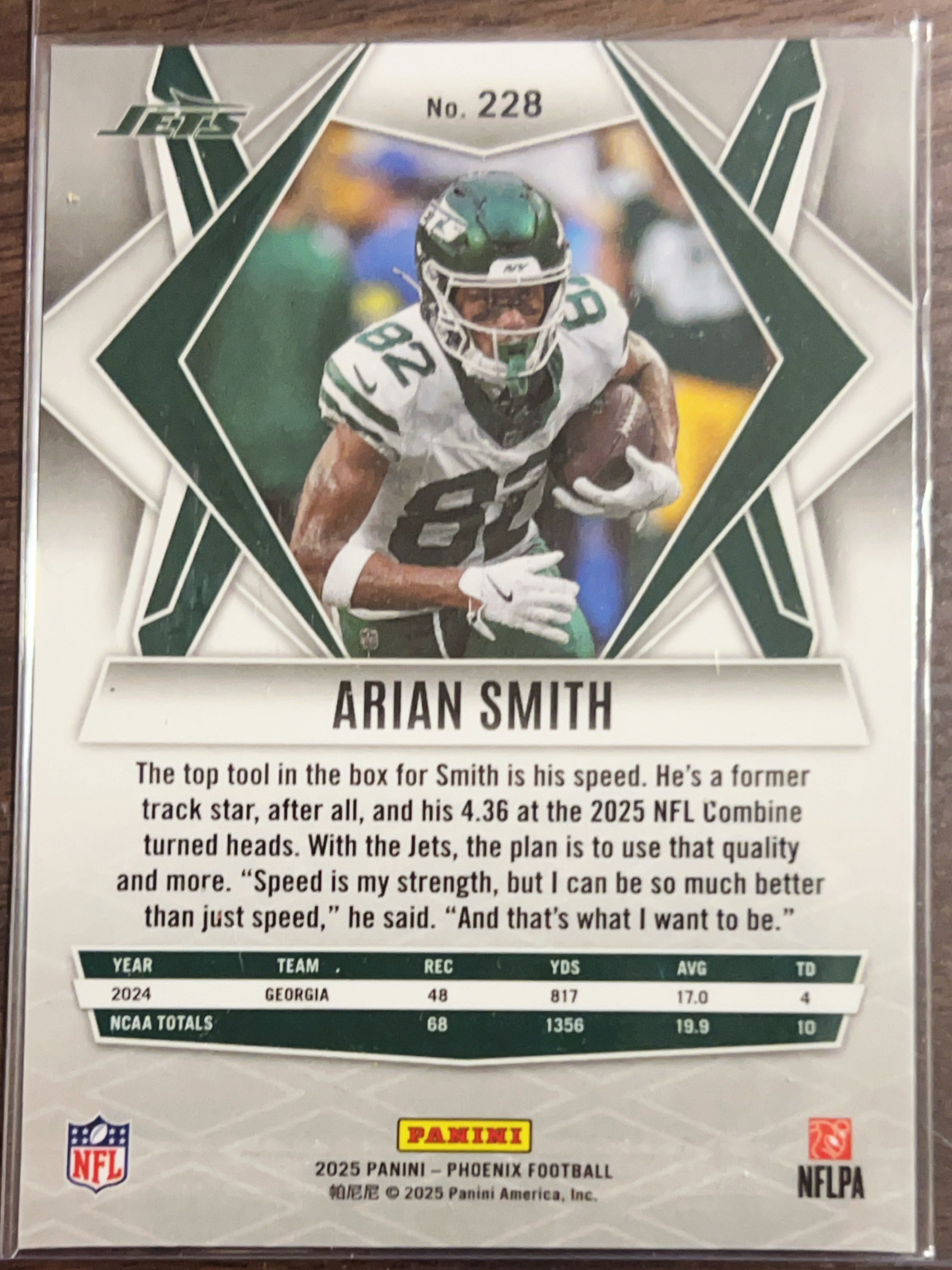 2025 Panini Phoenix Football Arian Smith #228 RC