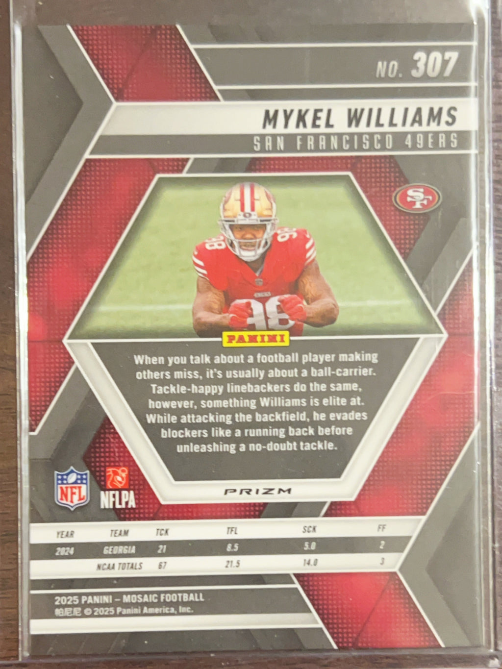 2025 Panini Mosaic Prizm Mykel Williams #307 Green RC