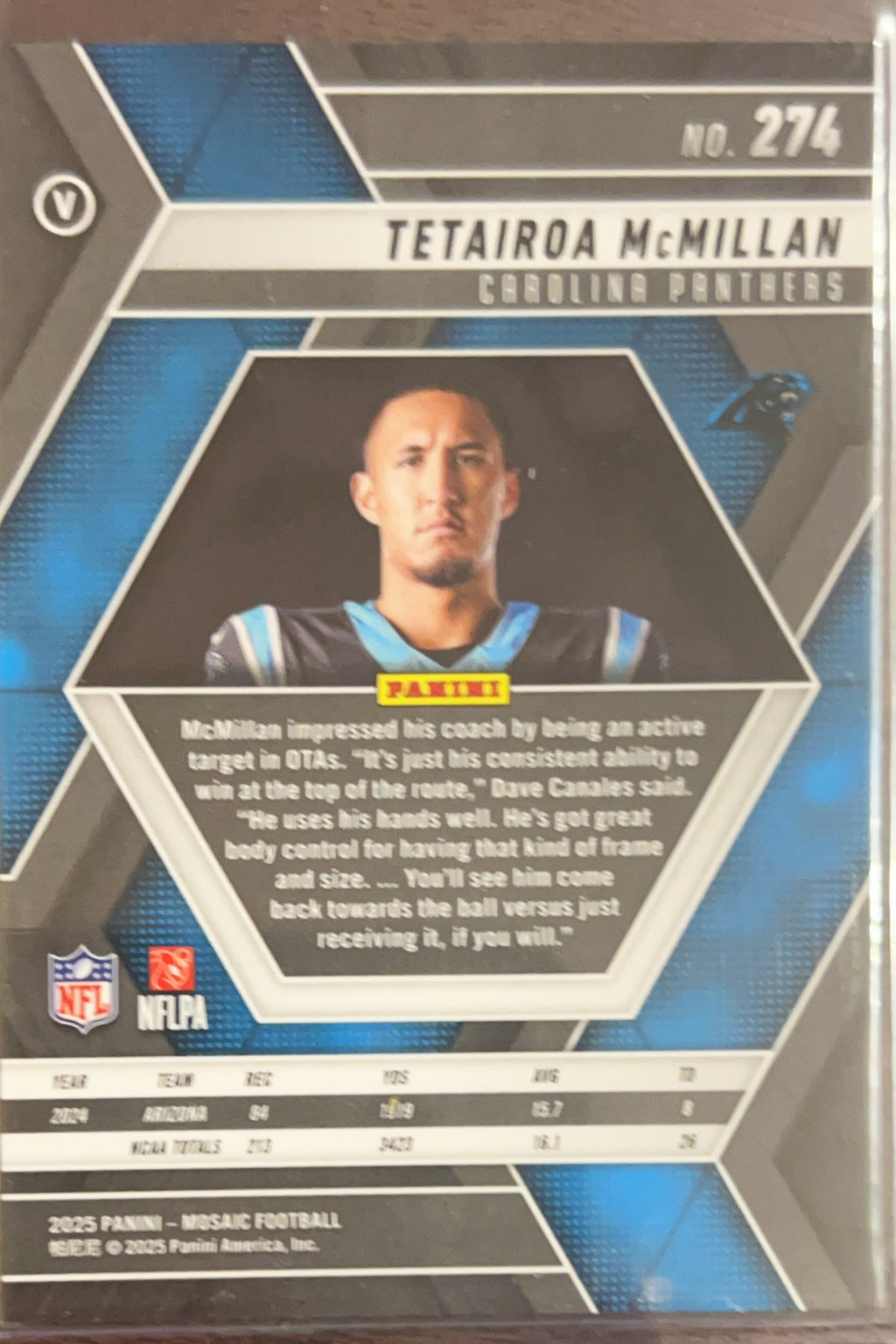 2025 Panini Mosaic Tetairoa McMillan #274 RC