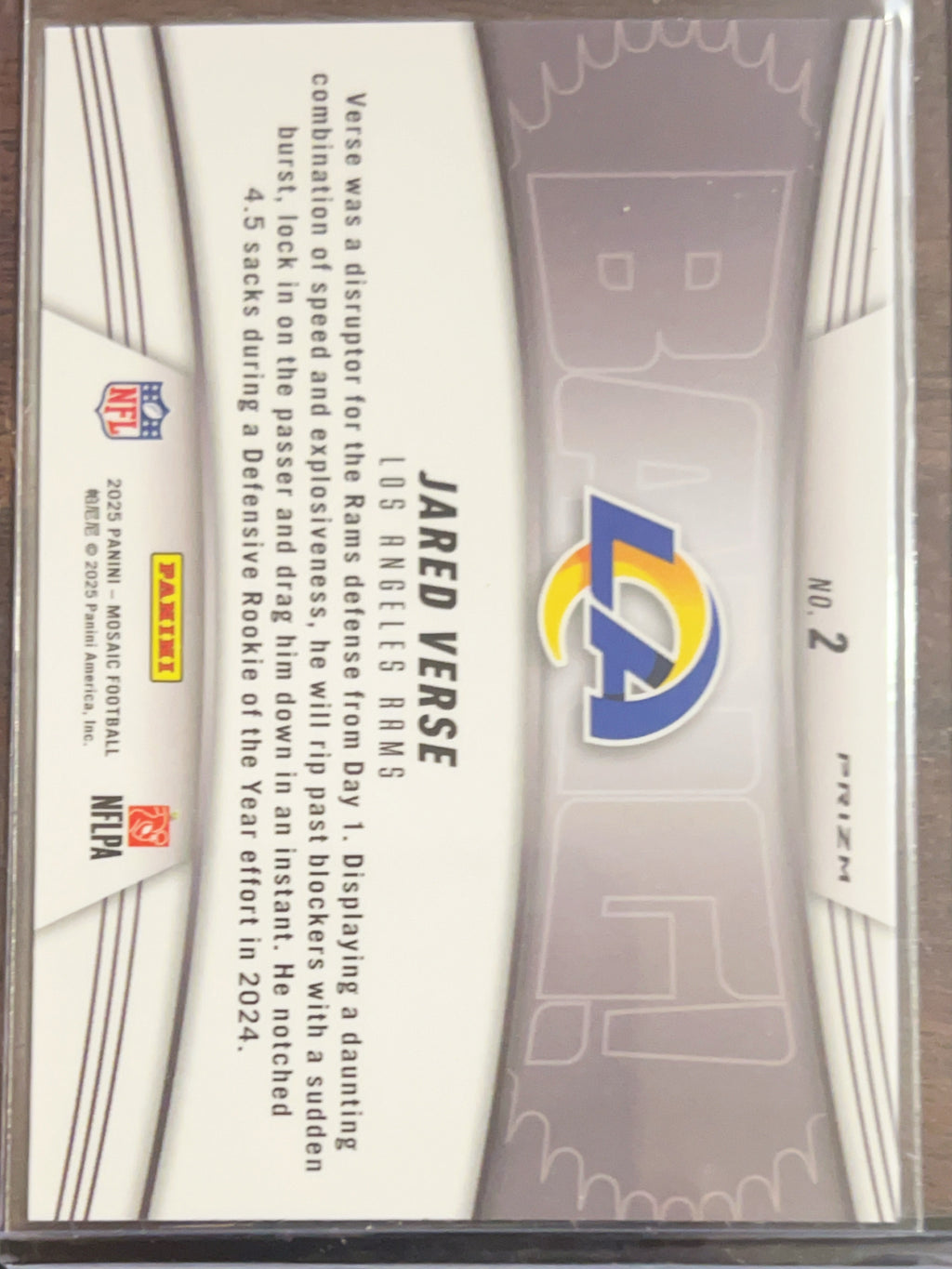 2025 Panini Mosaic Prizm Jared Verse #2 Green