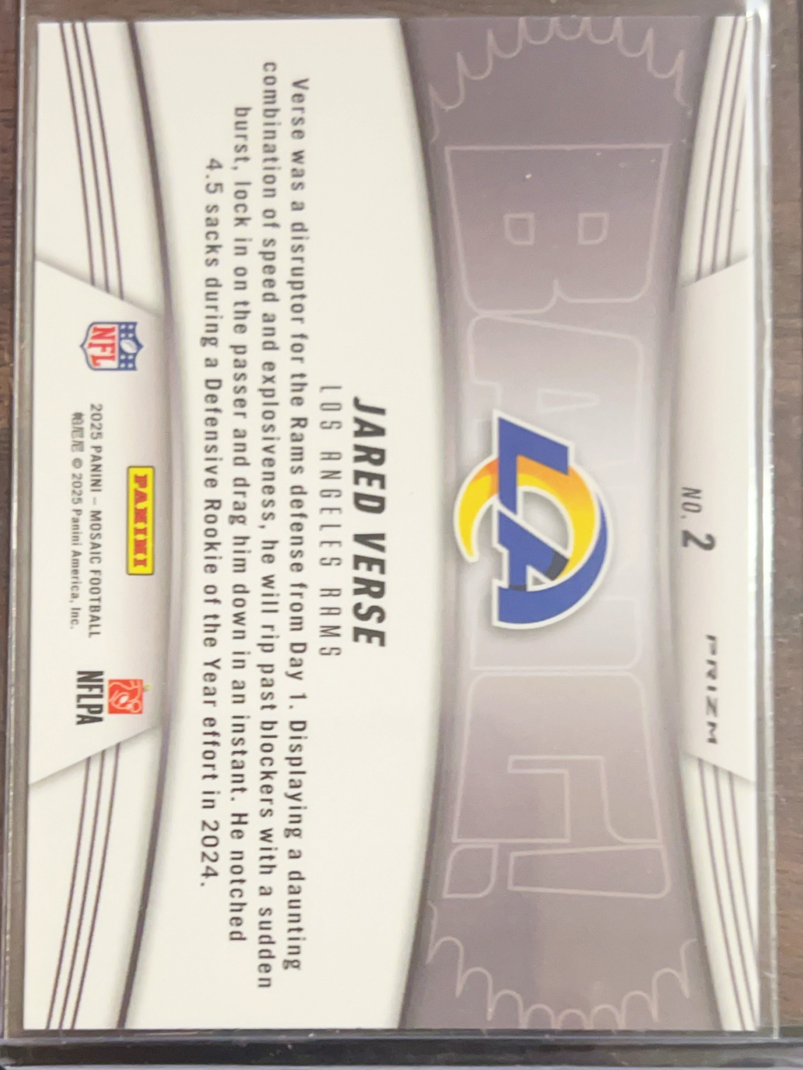 2025 Panini Mosaic Prizm Jared Verse #2 Green