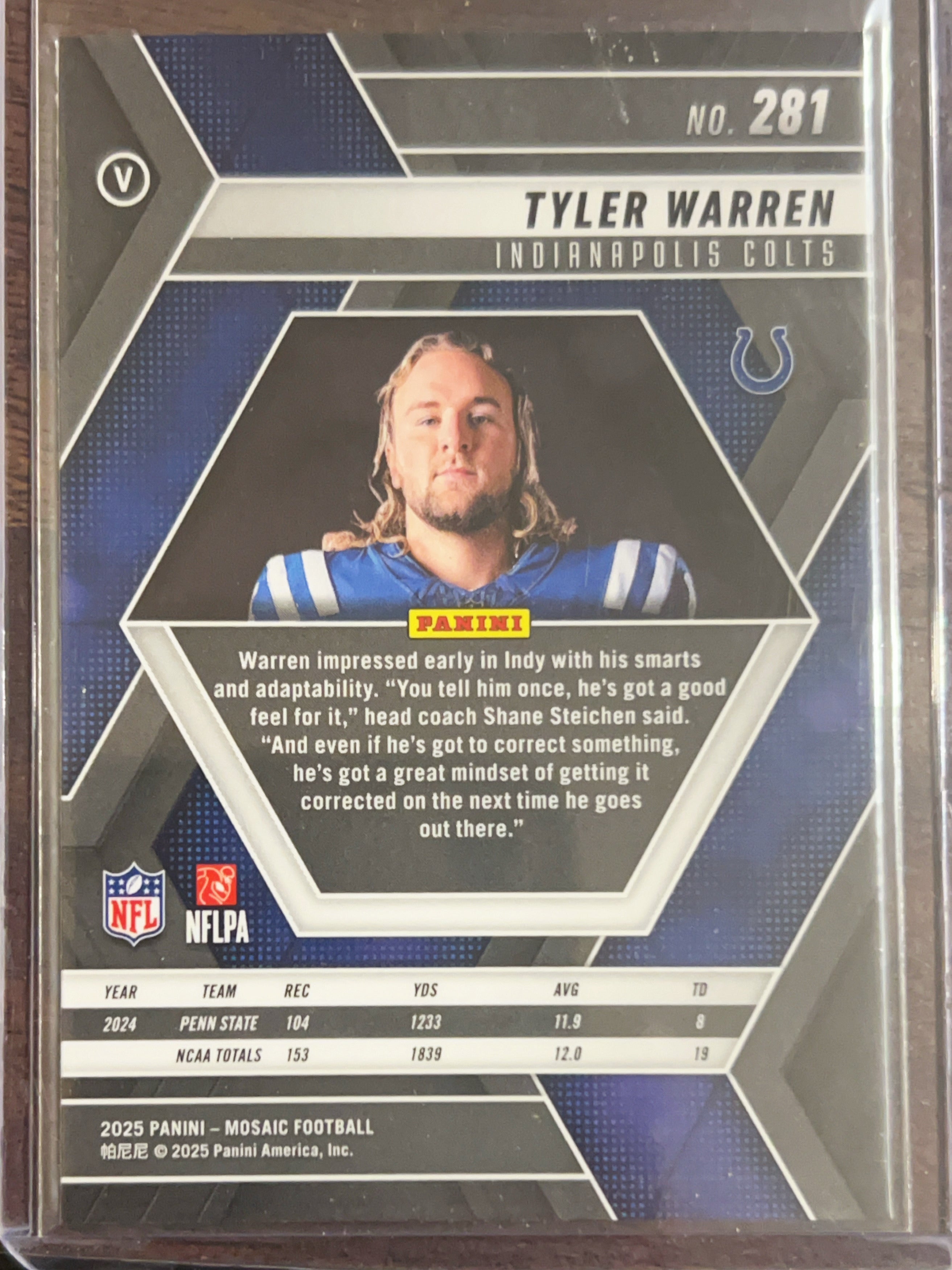 2025 Panini Mosaic Tyler Warren #281 RC