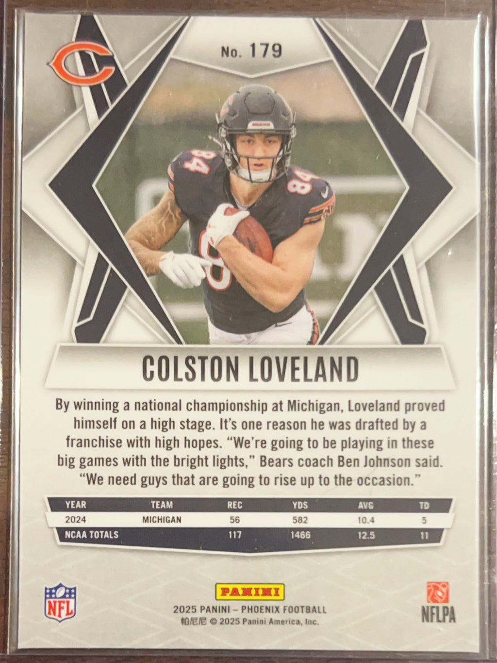 2025 Panini Phoenix Football Colston Loveland #179 RC