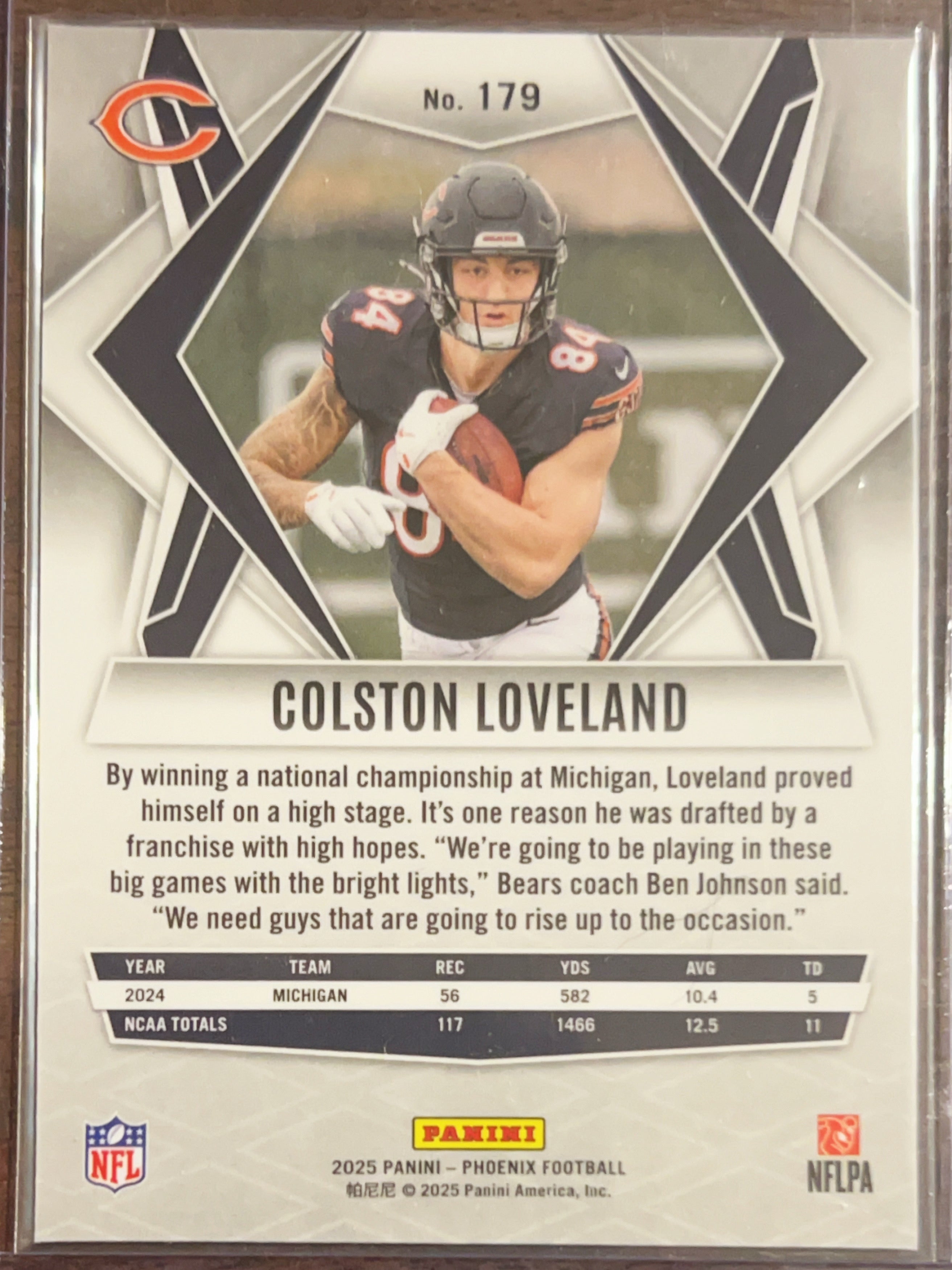 2025 Panini Phoenix Football Colston Loveland #179 RC