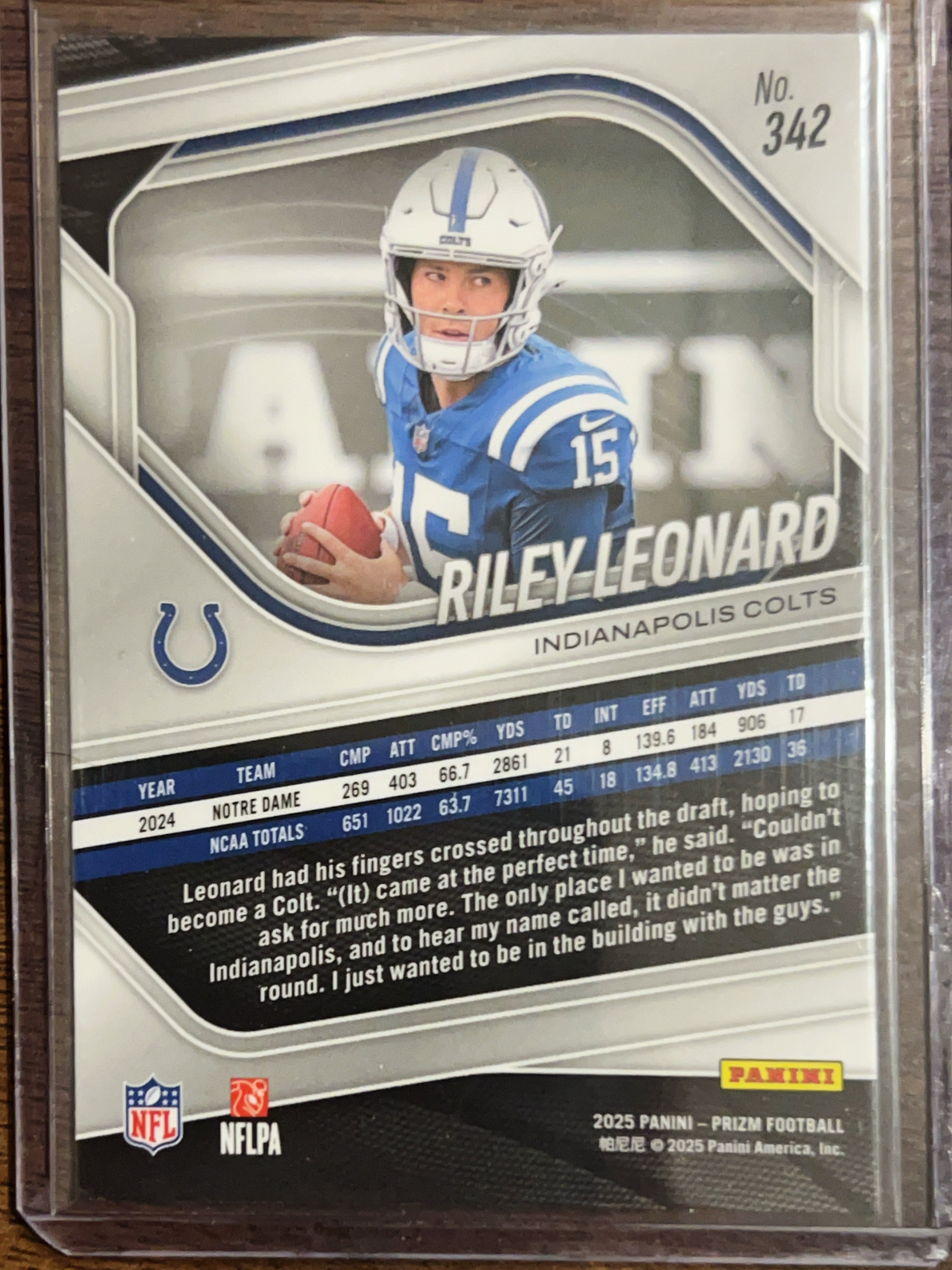 2025 Panini Prizm Riley Leonard #342 RC