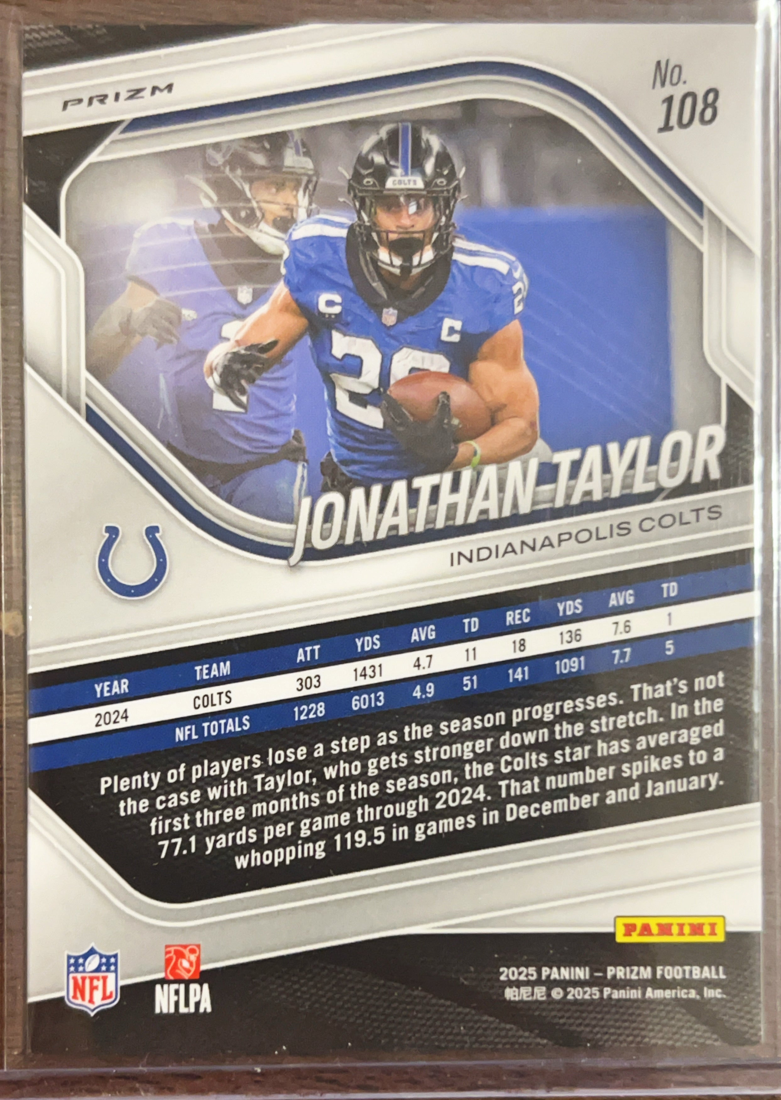 2025 Panini Prizm Football Jonathan Taylor #108 White Sparkle