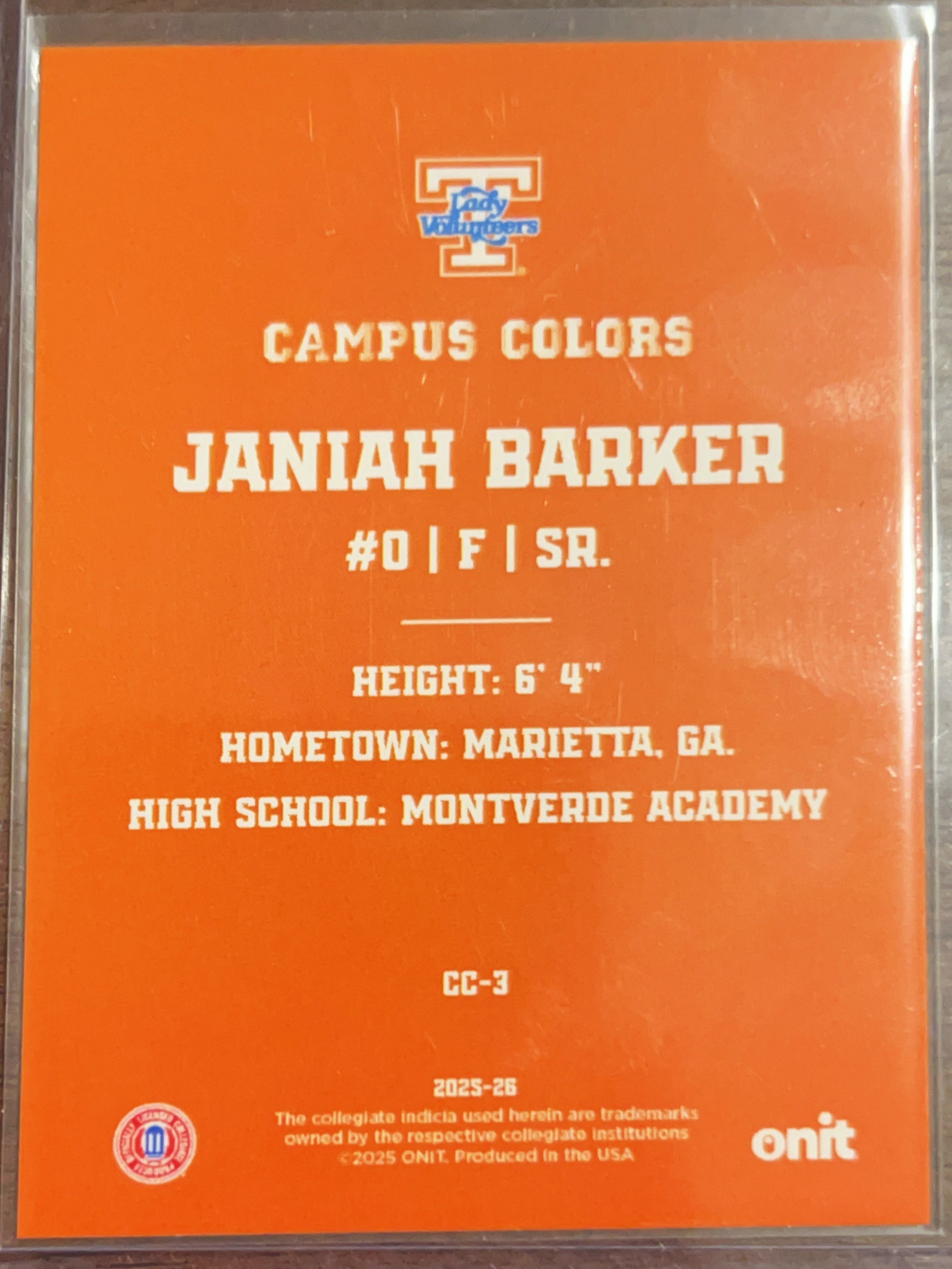 2025 ONIT Campus Colors Janiah Barker #CC-3 Orange