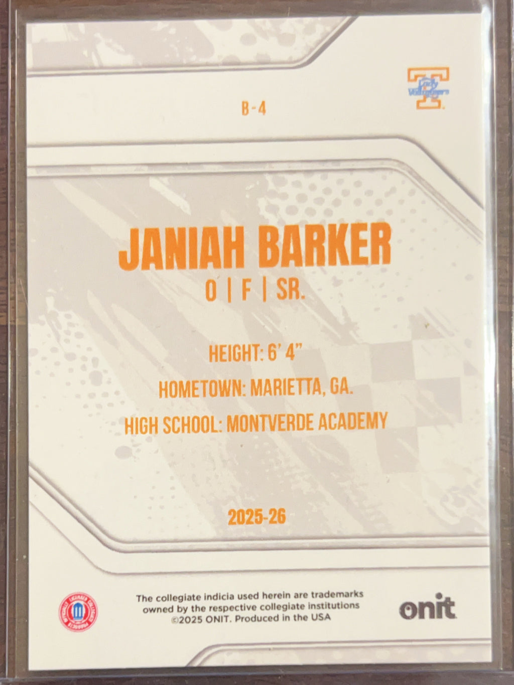 2025 ONIT Janiah Barker #B-4 Orange Prism /49