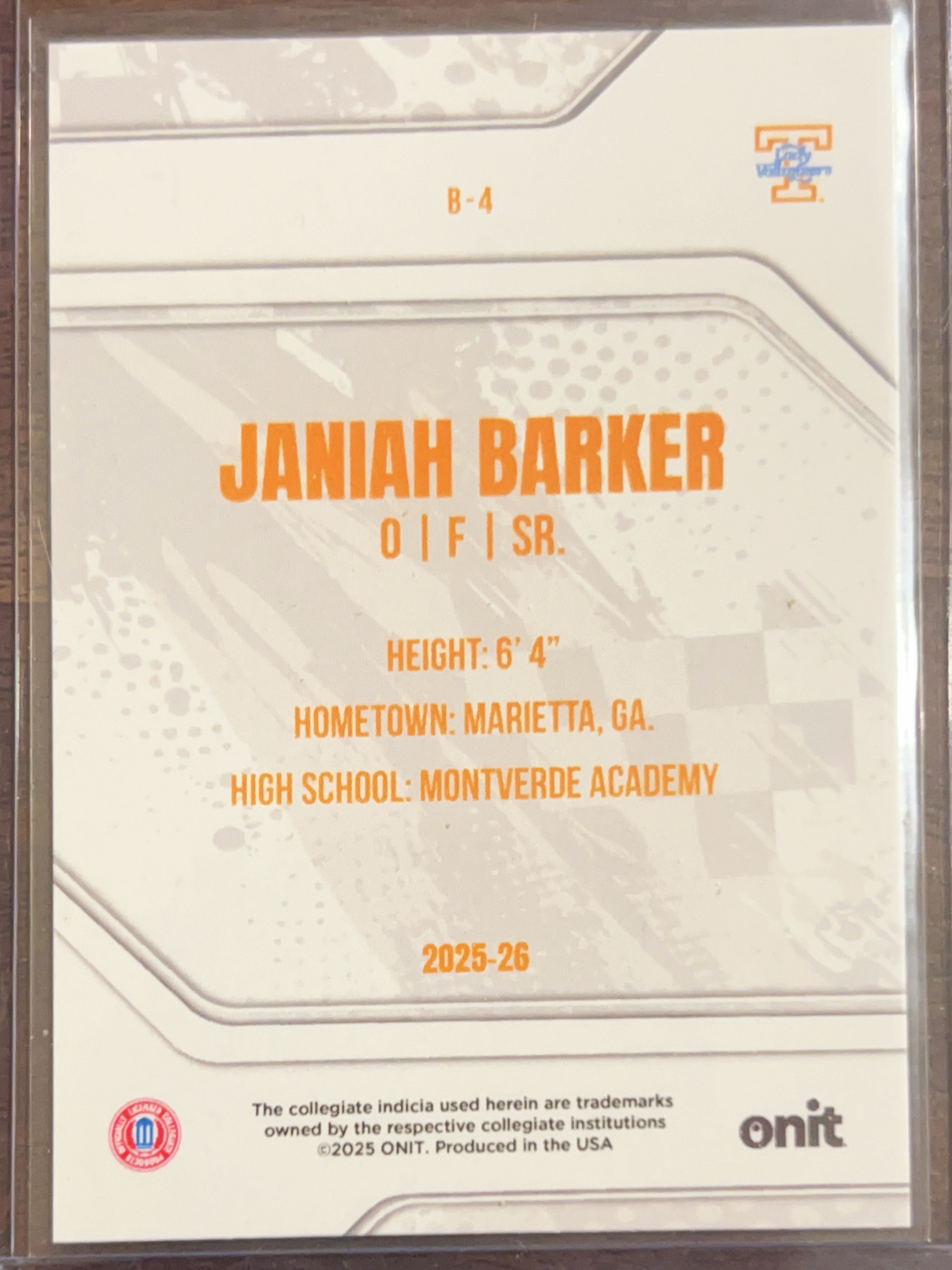 2025 ONIT Janiah Barker #B-4 Orange Prism /49