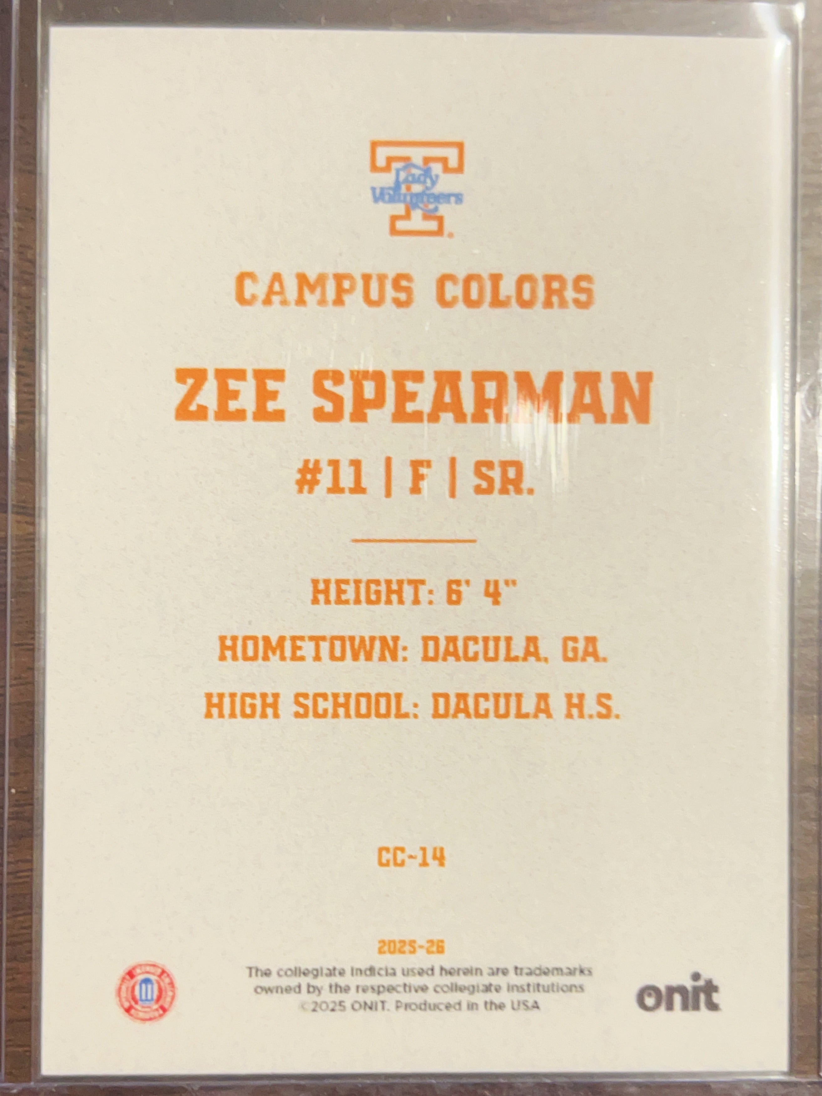 2025 ONIT Campus Colors Zee Spearman #CC-14 Holographic /50